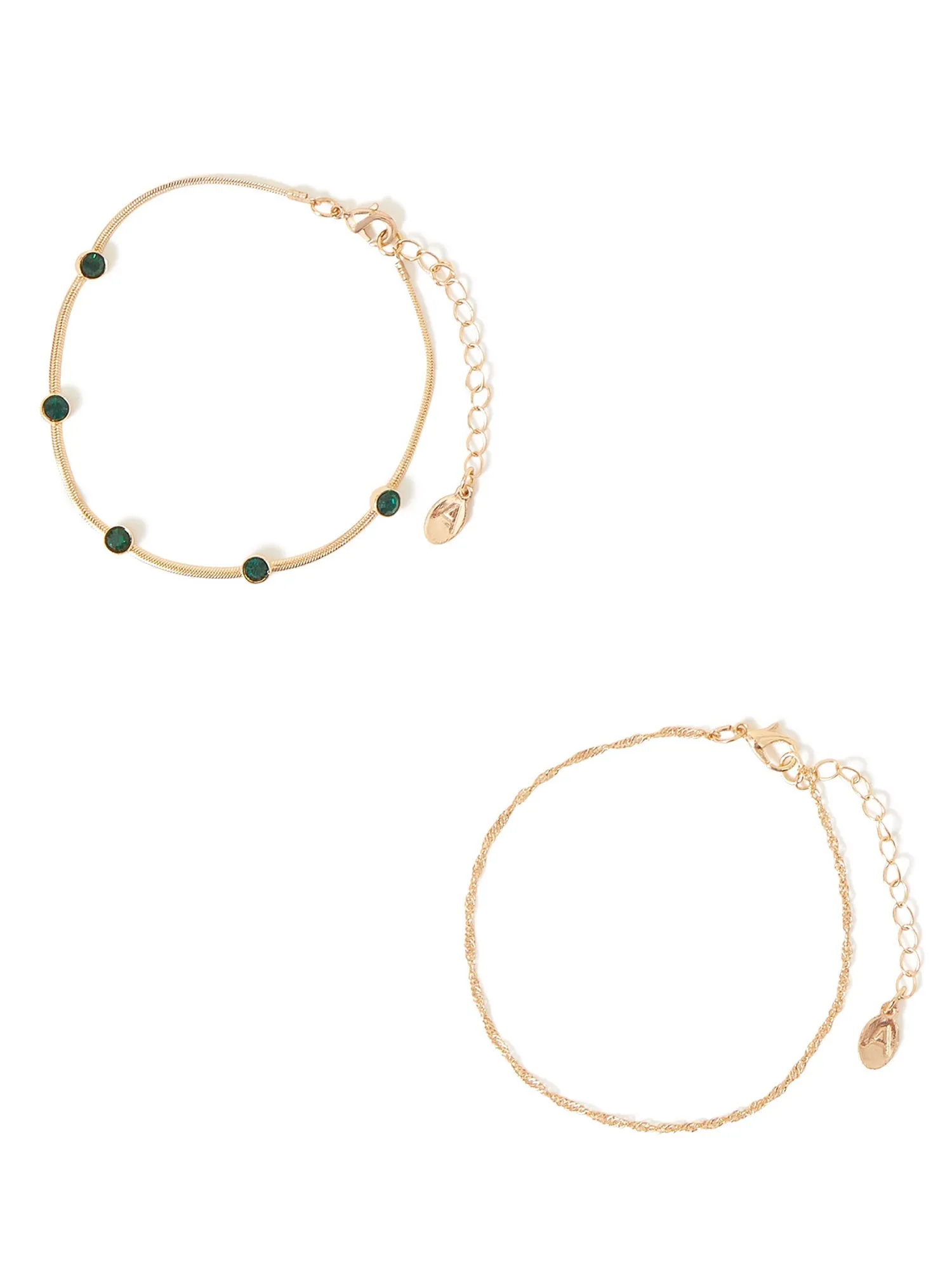 Accessorize London Women's Station Gem Anklet Set Of 2