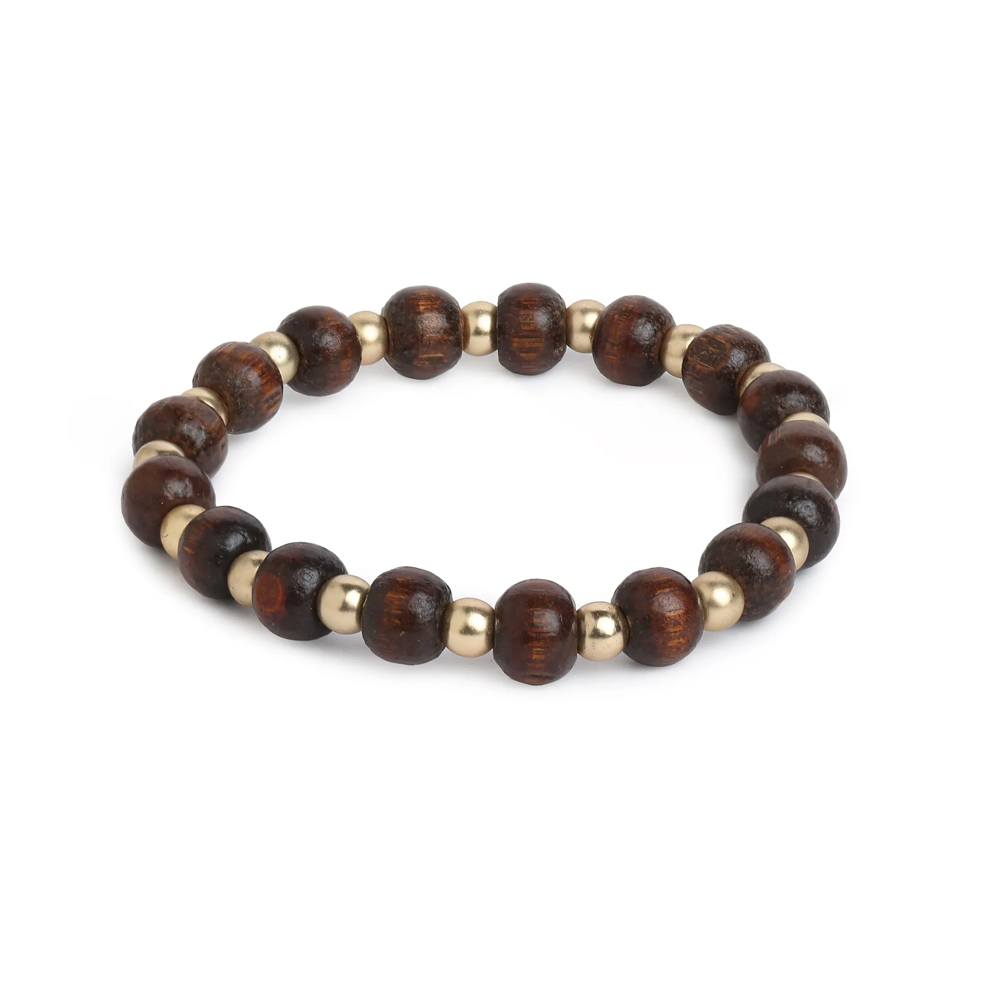 Accessorize London Women's Wooden Beaded Stretch Bracelets Set Of Three