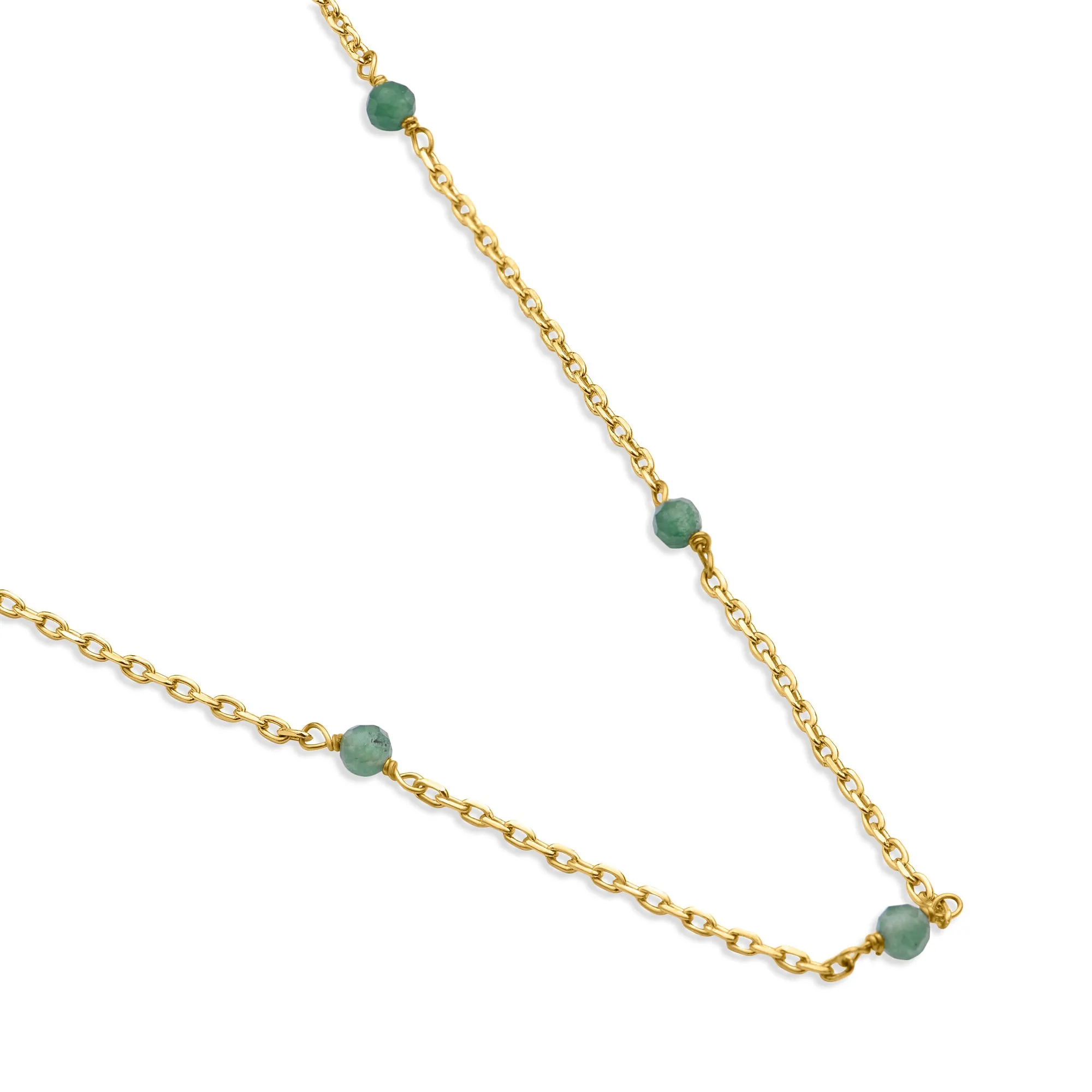 Accessorize London Women's Z Real Gold Plated Aventurine Semi Precious Station Necklace