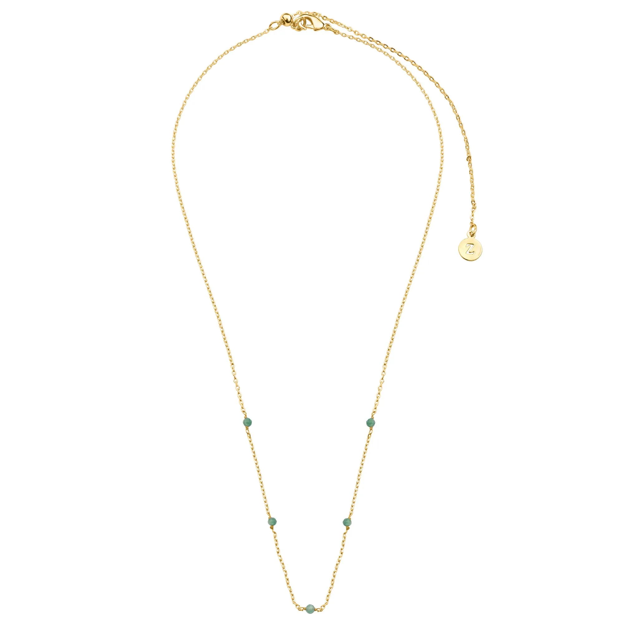 Accessorize London Women's Z Real Gold Plated Aventurine Semi Precious Station Necklace