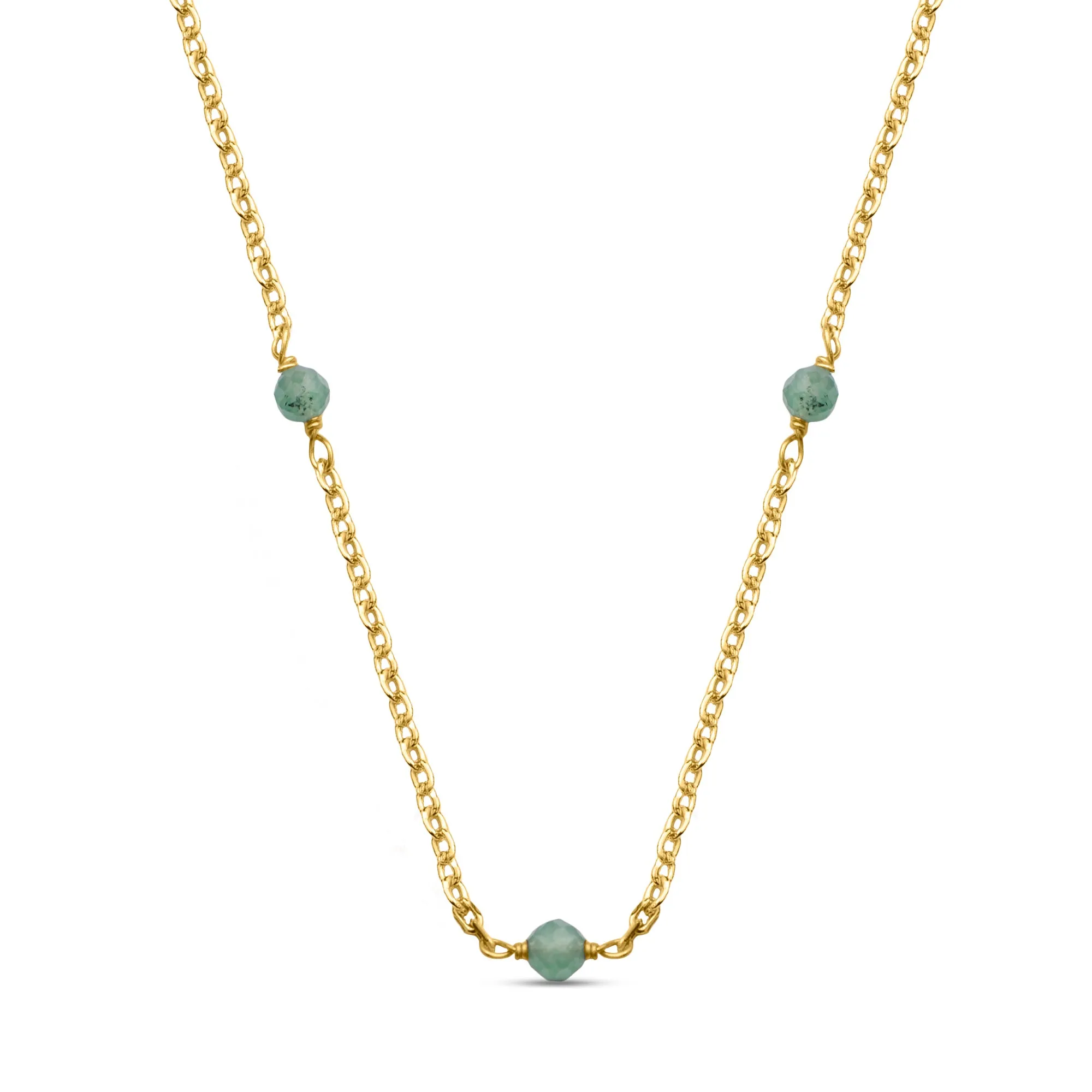 Accessorize London Women's Z Real Gold Plated Aventurine Semi Precious Station Necklace