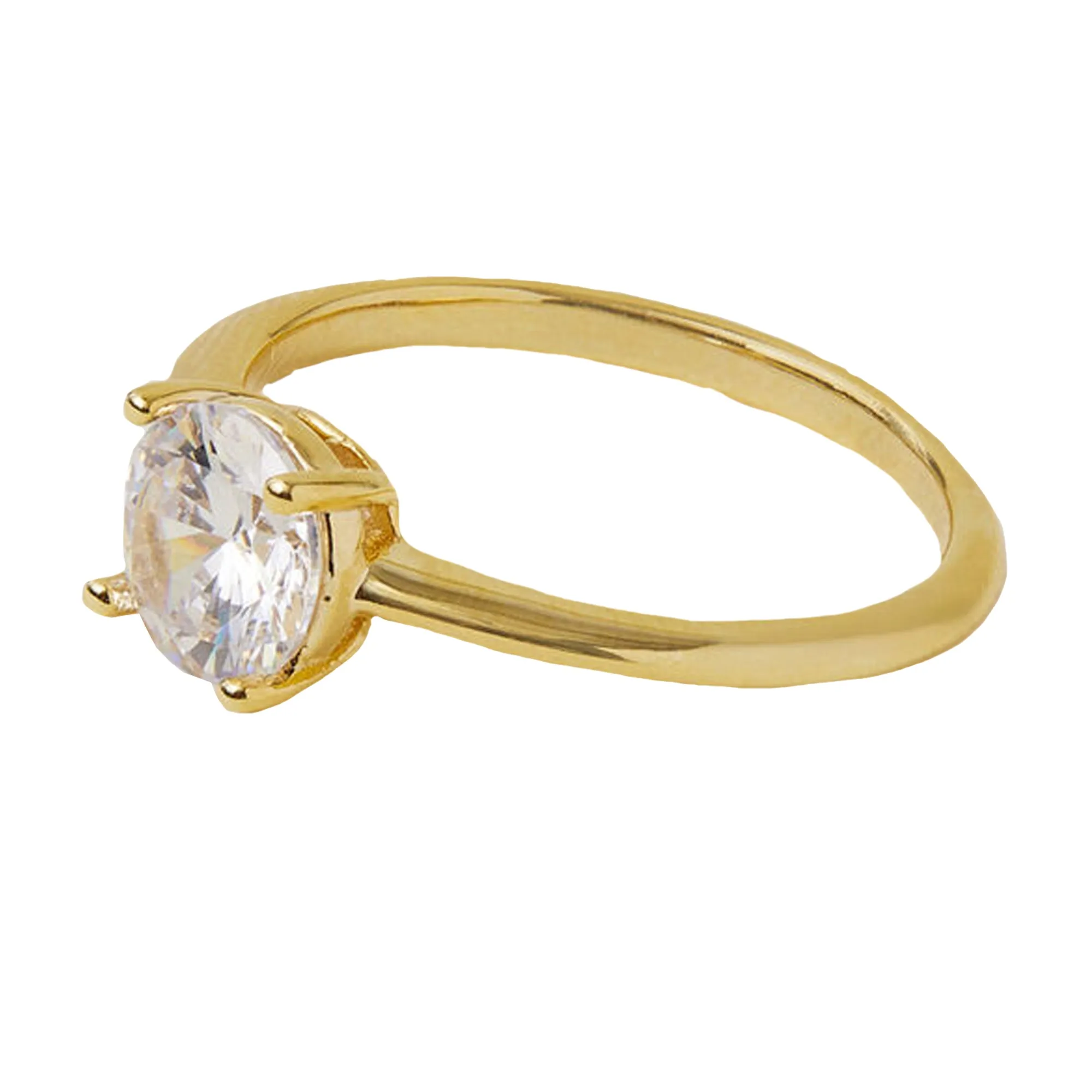 Accessorize London Women's Z Real Gold-Plated Cubic Zirconia Solitaire Ring-Medium