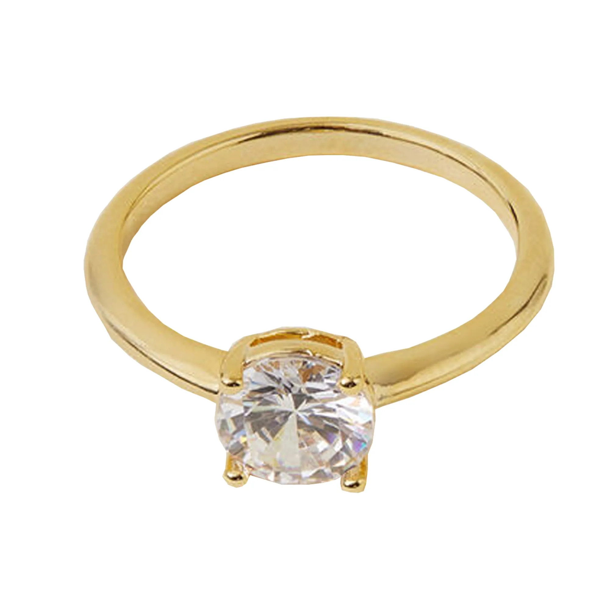 Accessorize London Women's Z Real Gold-Plated Cubic Zirconia Solitaire Ring-Medium