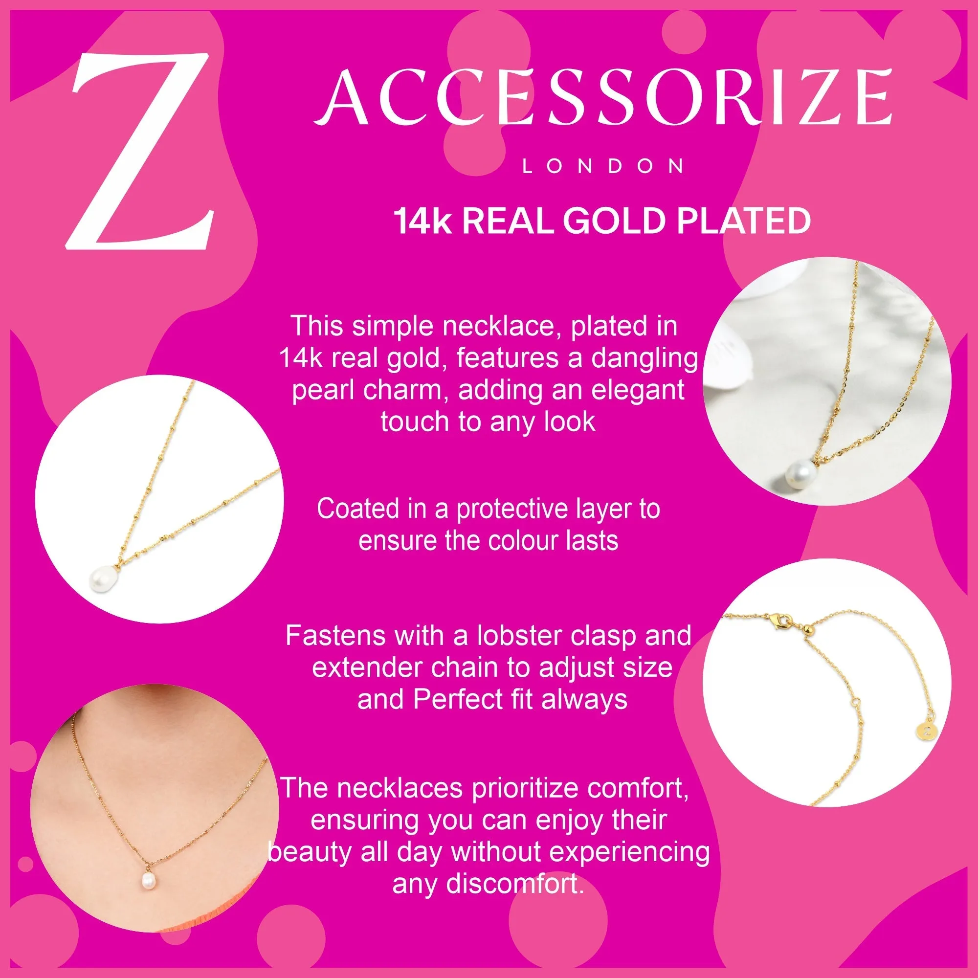 Accessorize London Women's Z Real Gold-Plated Irregular Pearl Pendant Set Necklace