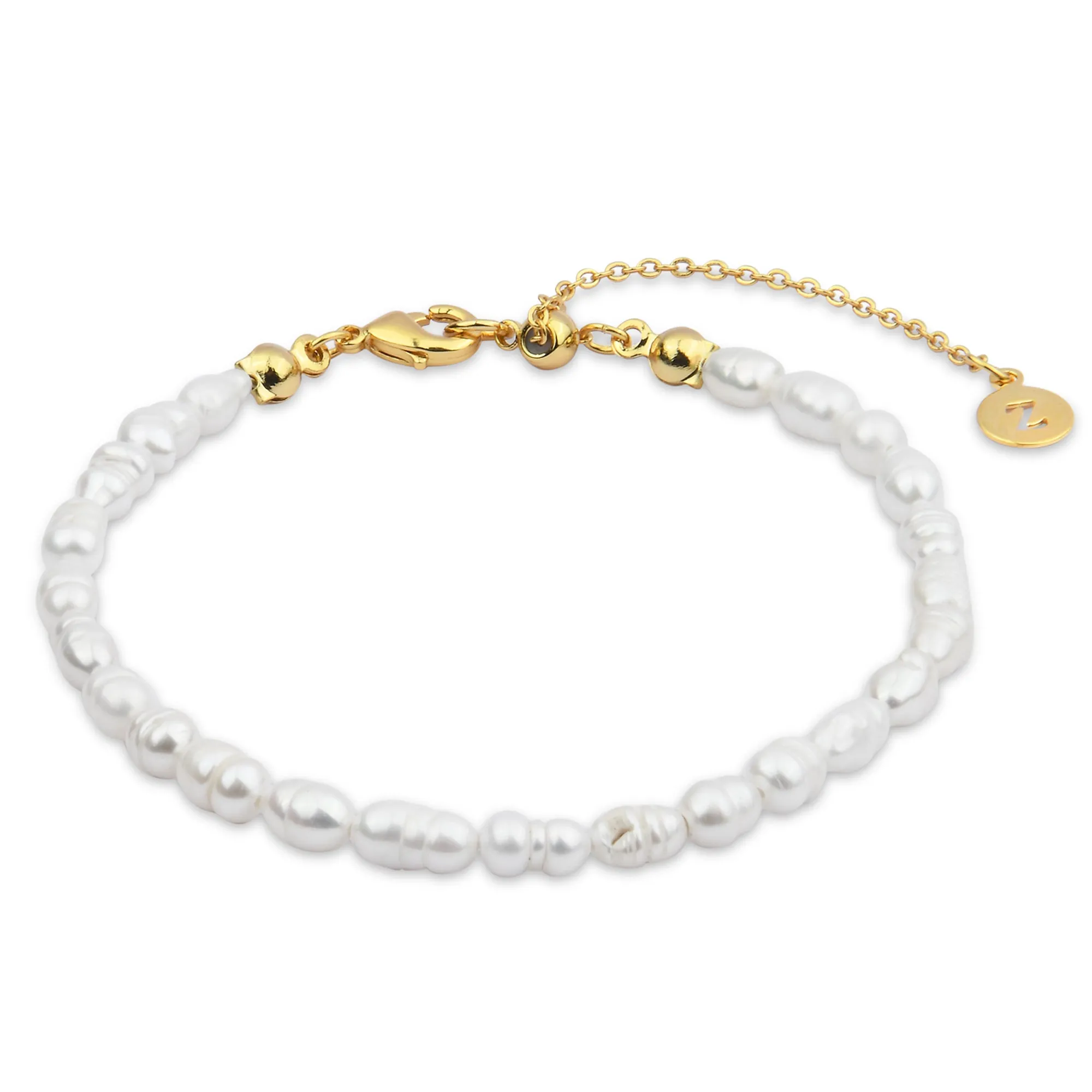 Accessorize London Women's Z Real Gold Plated Z Seed Pearl Bracelet