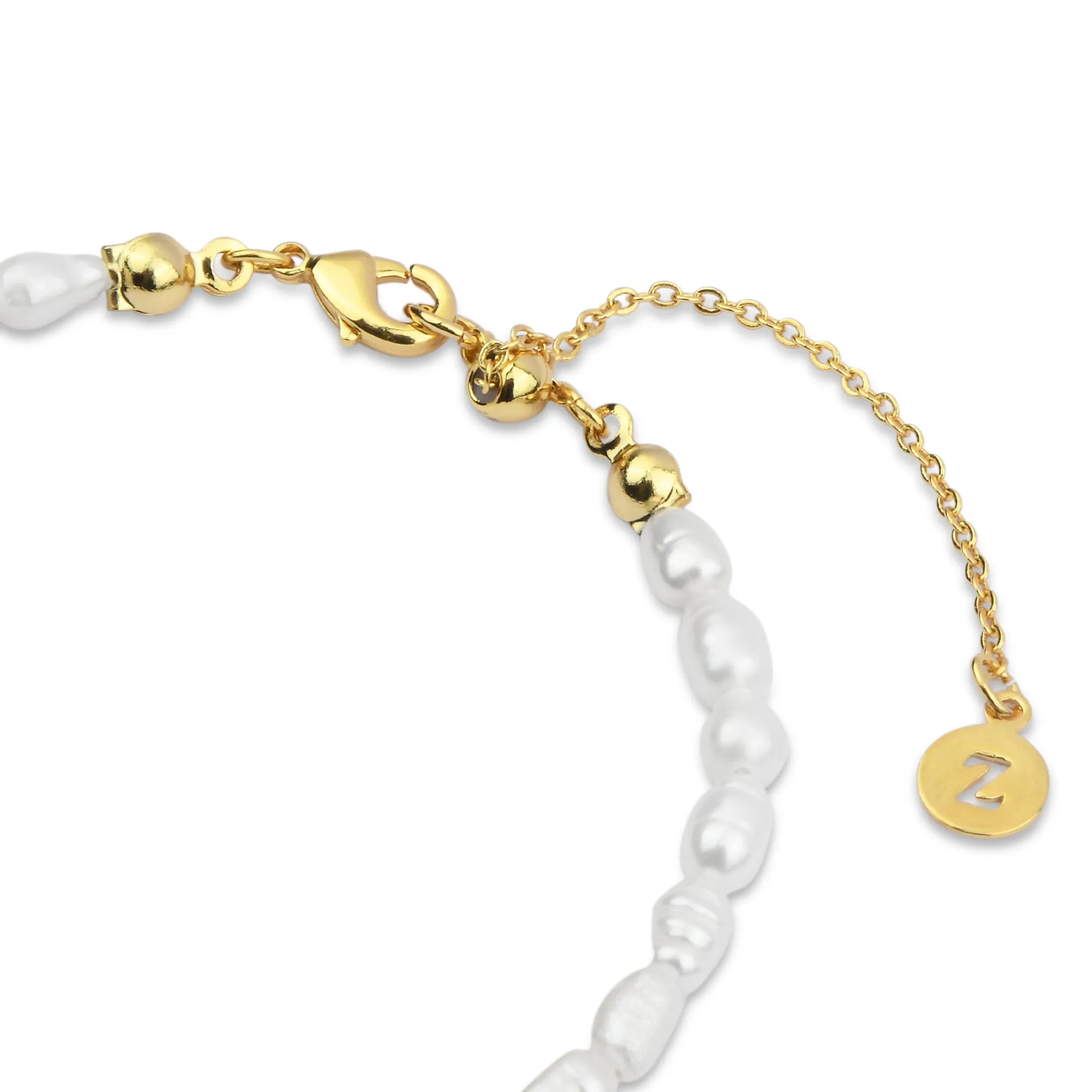 Accessorize London Women's Z Real Gold Plated Z Seed Pearl Bracelet