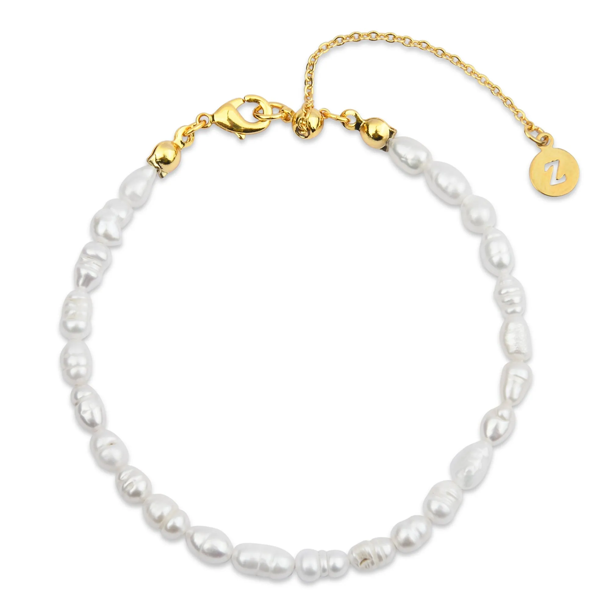 Accessorize London Women's Z Real Gold Plated Z Seed Pearl Bracelet