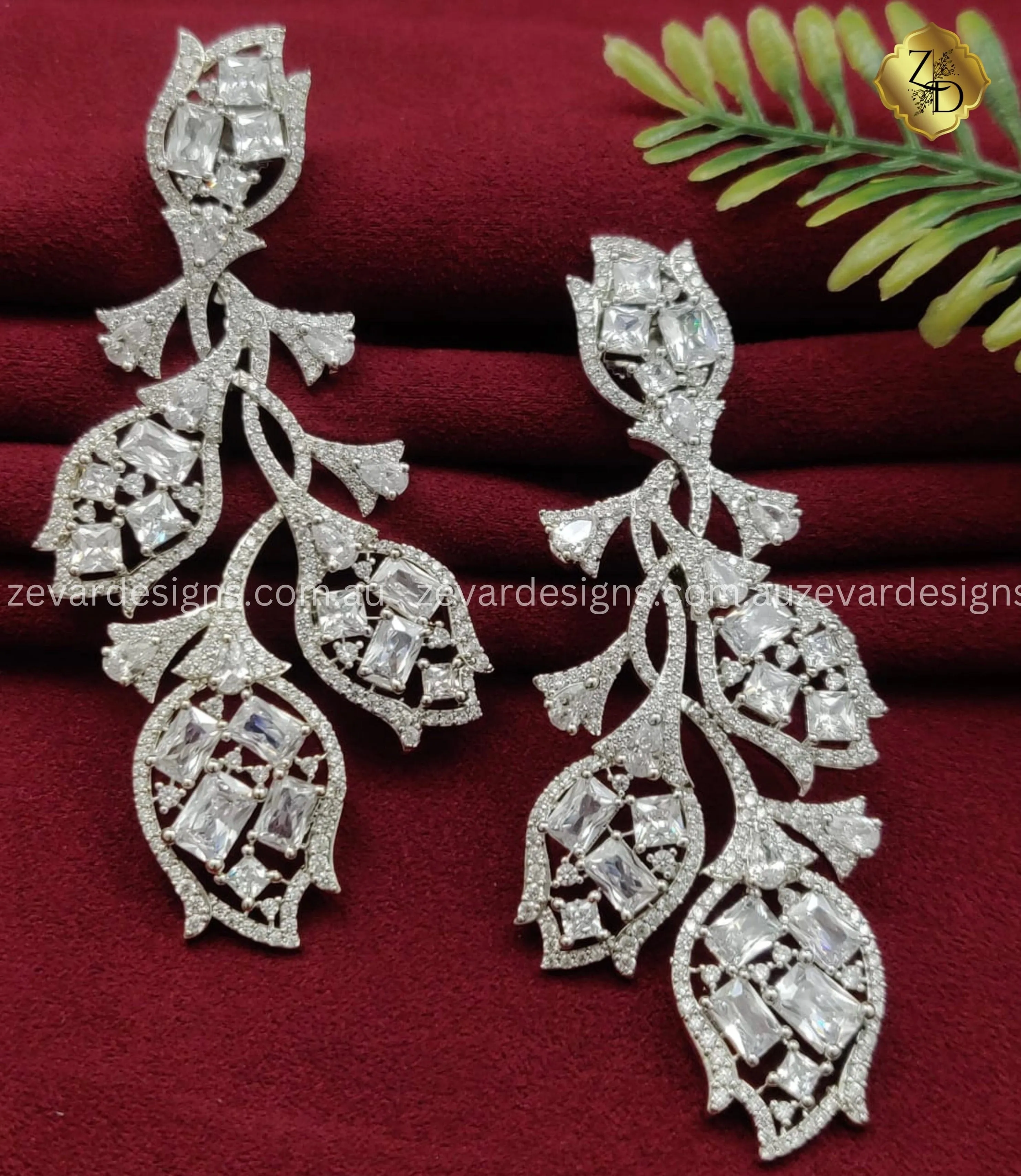 AD Designer Earrings - Silver Finish