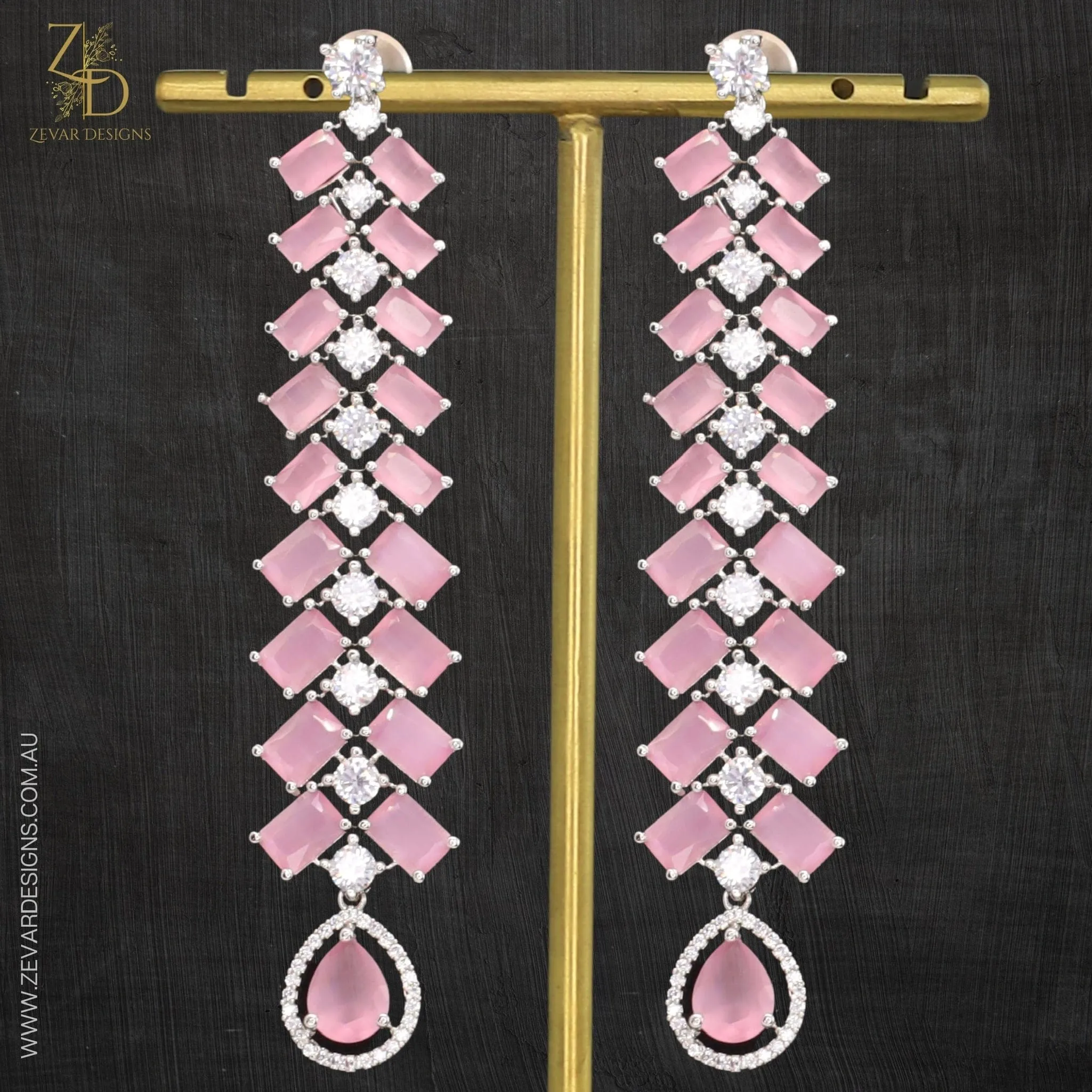 AD Earrings with Pink stone