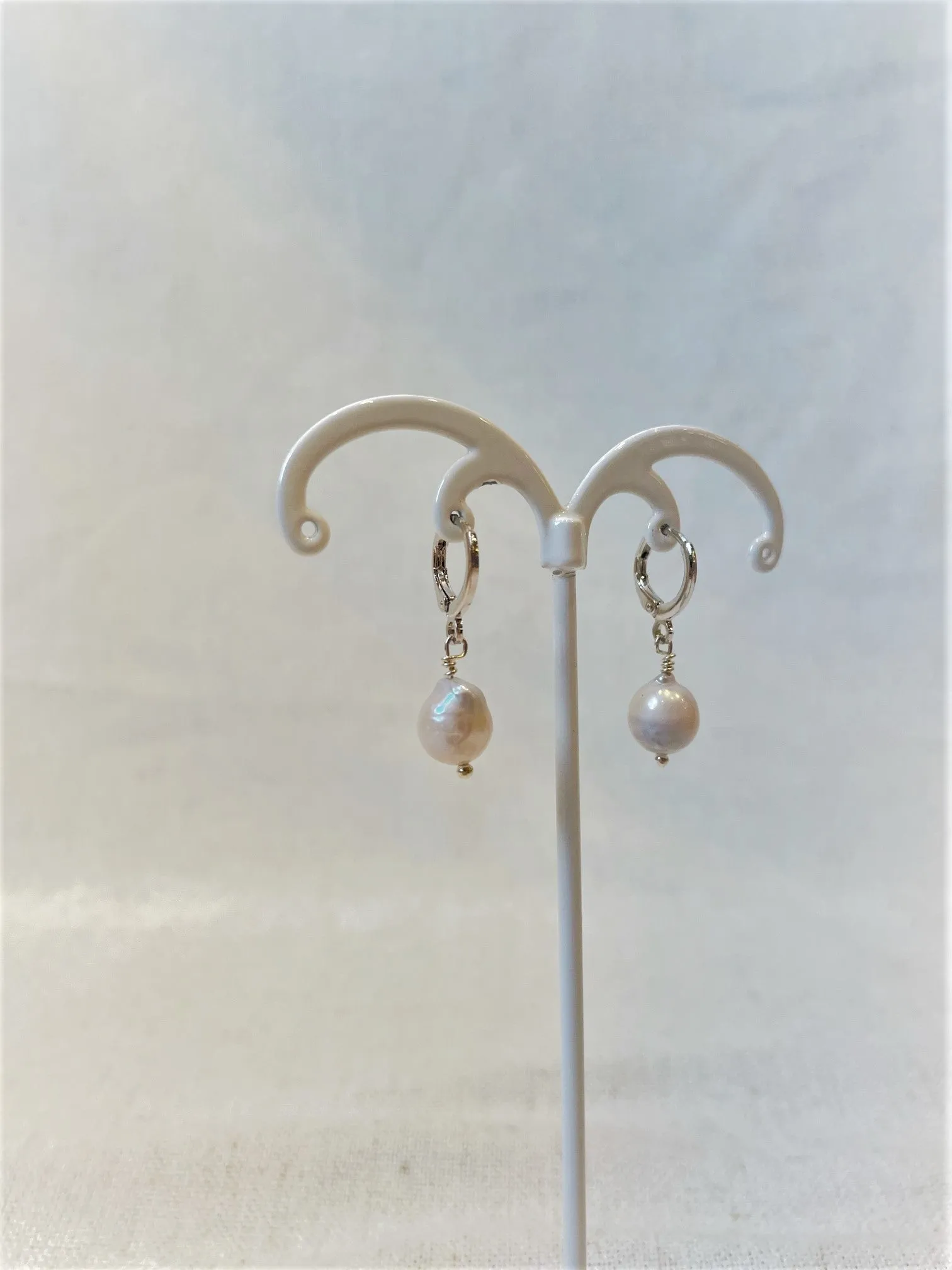 Alice Rose Jewellery - Small Pearl Hoop Earrings Silver