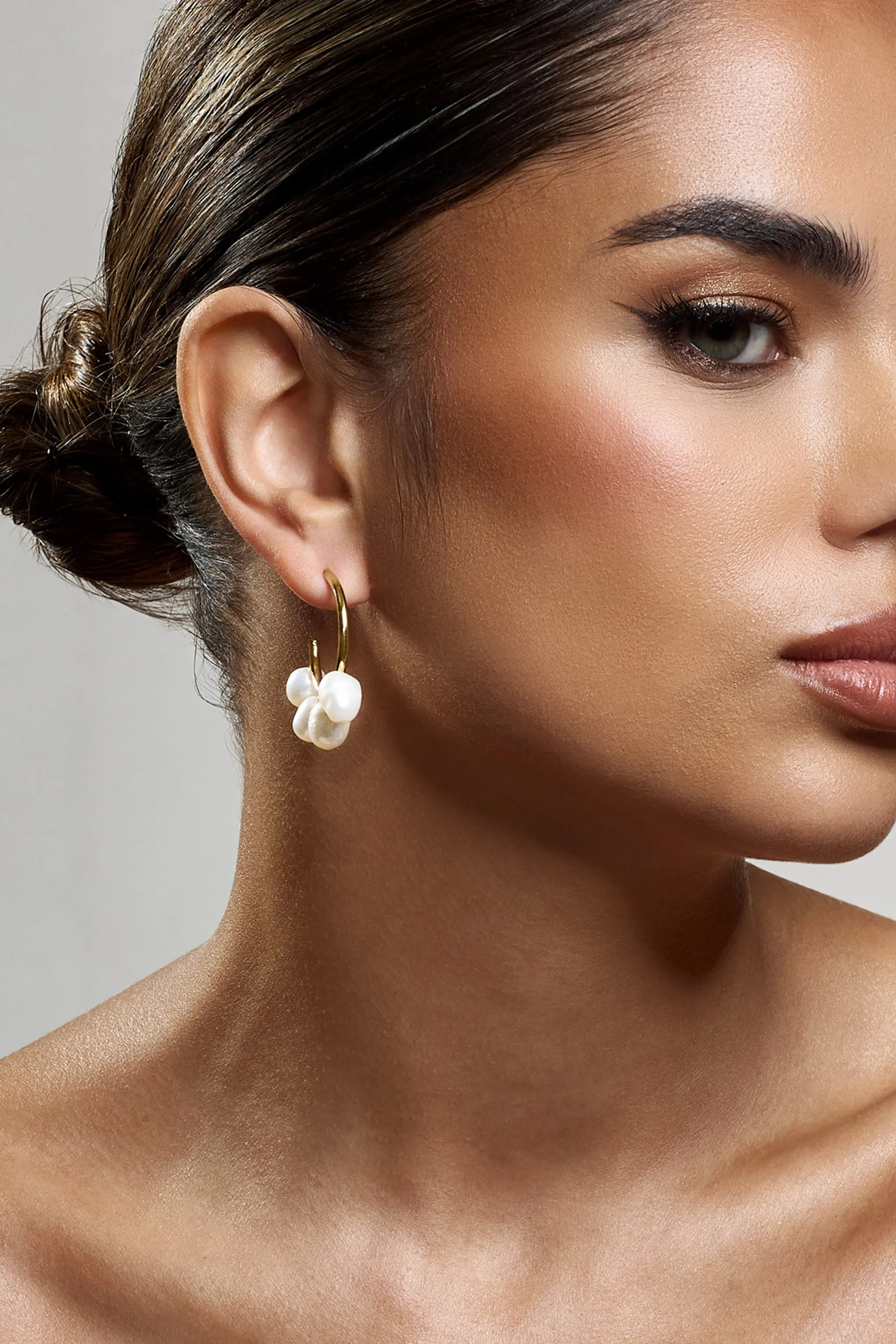 Anaya | Gold Pearl Hoop Earrings