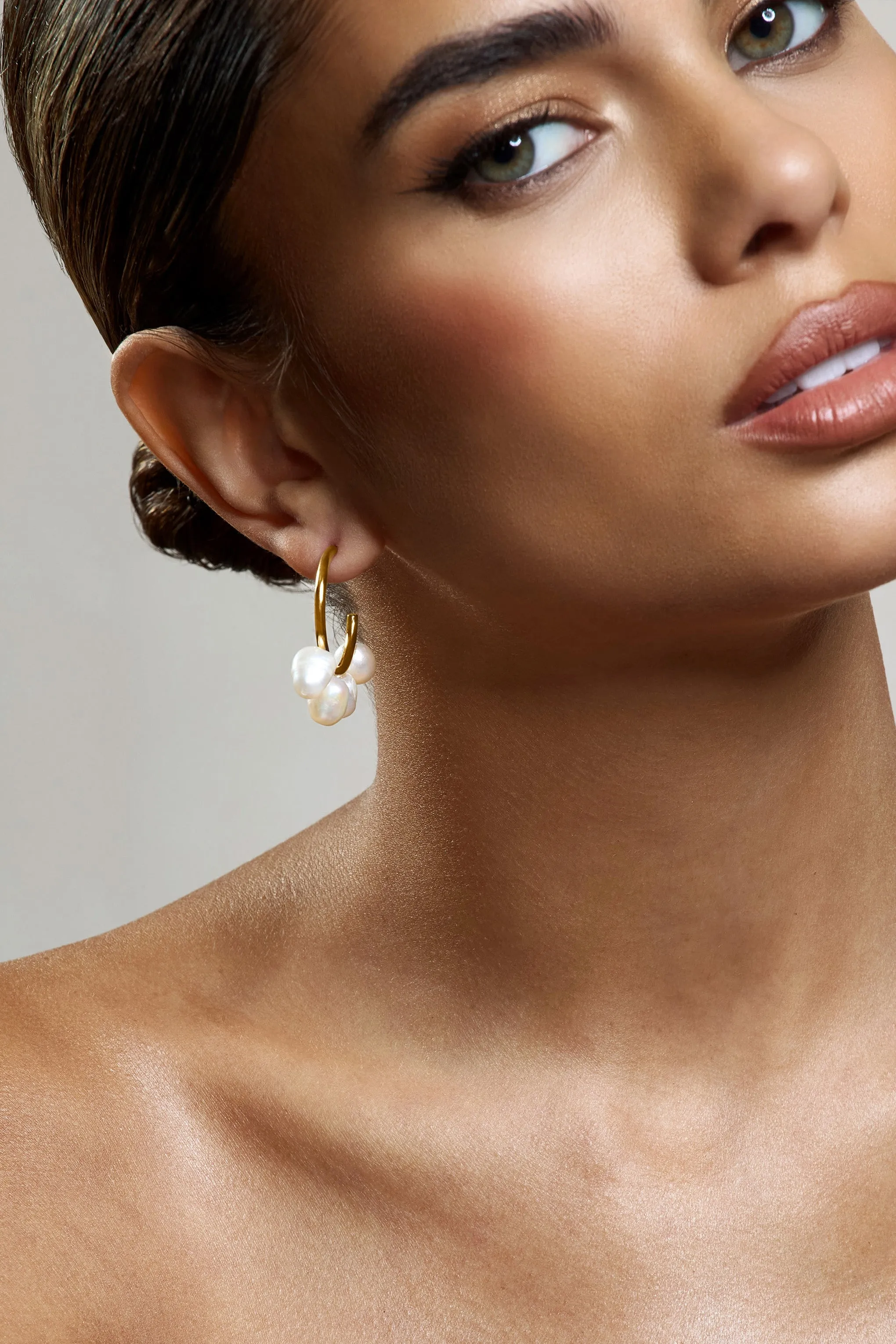 Anaya | Gold Pearl Hoop Earrings