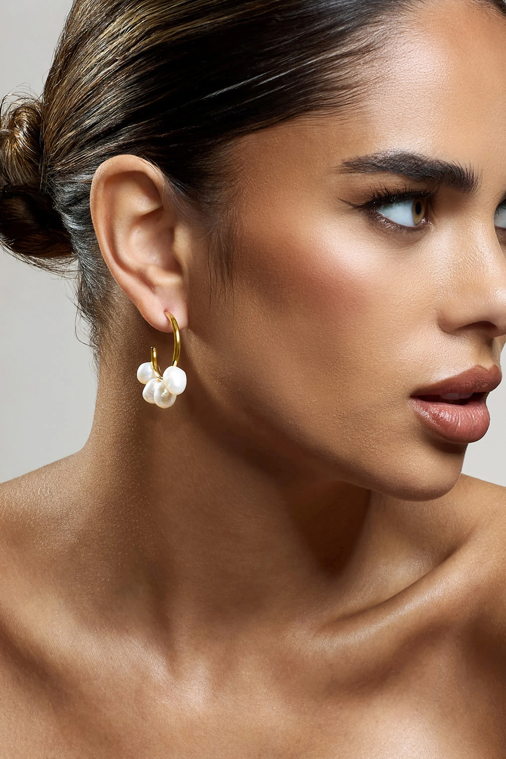 Anaya | Gold Pearl Hoop Earrings