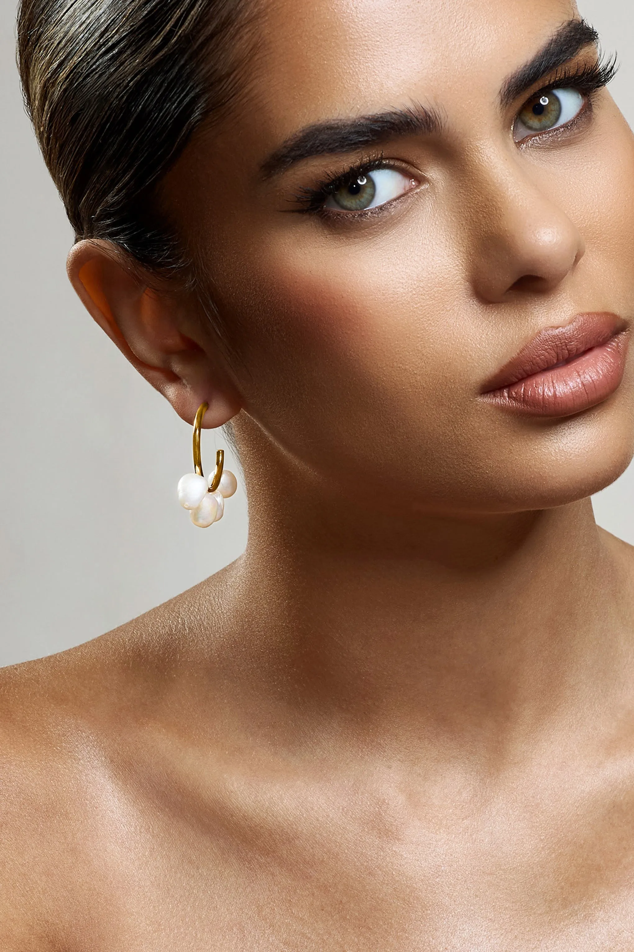 Anaya | Gold Pearl Hoop Earrings