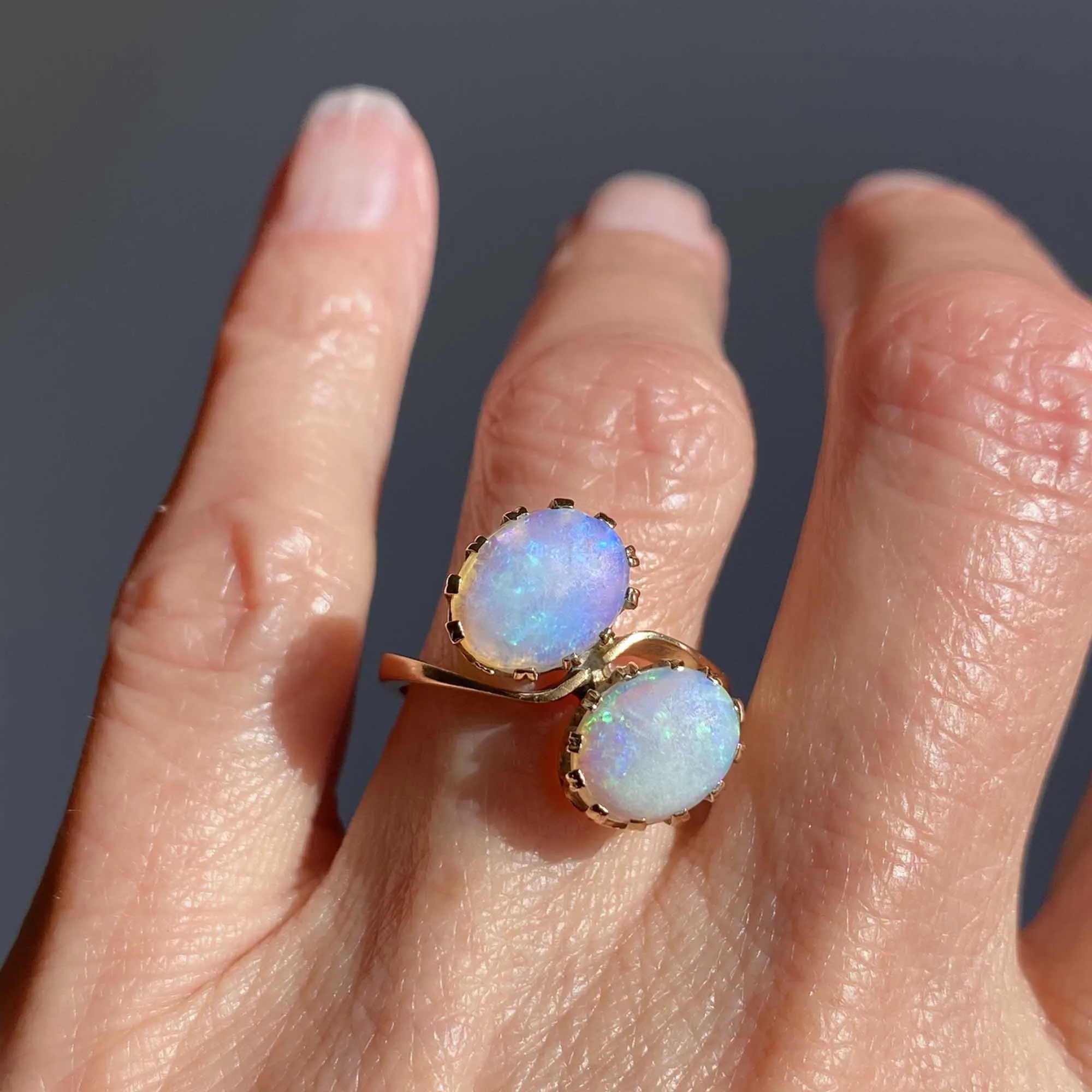 Antique 14K Gold Toi et Moi Opal Ring