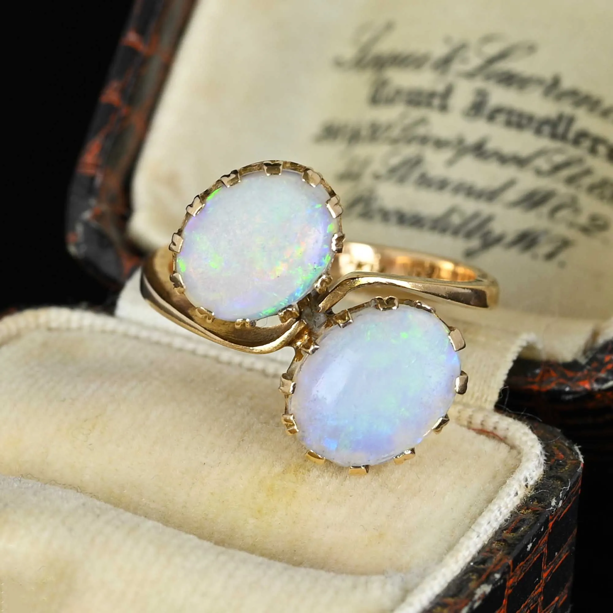 Antique 14K Gold Toi et Moi Opal Ring