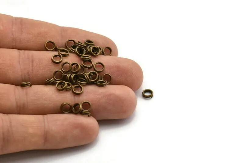 Antique Bronze Jump Ring,  250 Antique Bronze Brass Double Jump Rings , Split Rings  (5x.0.80mm) A0388