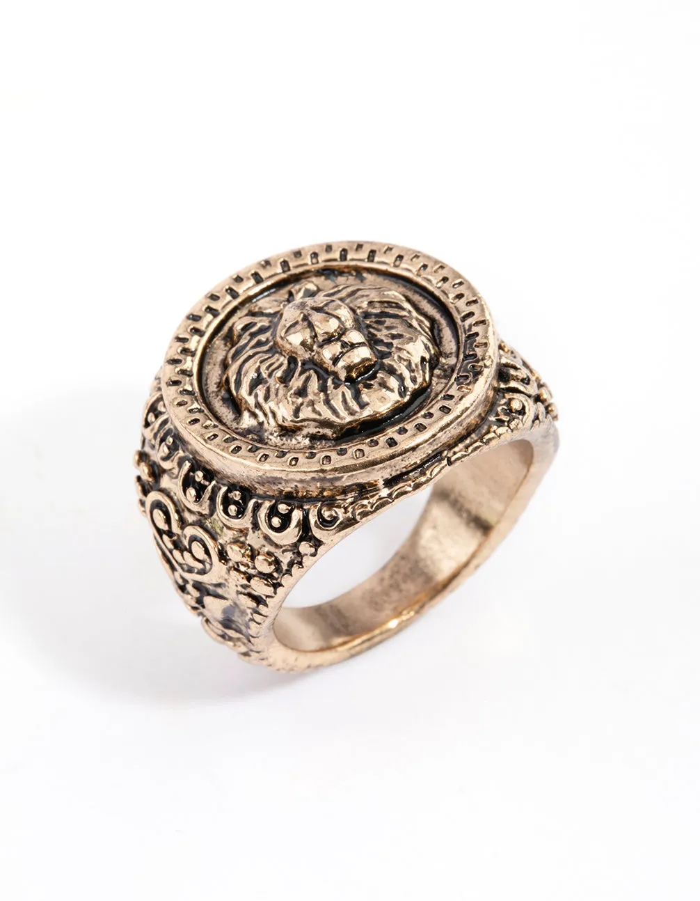 Antique Gold Lion Signet Ring