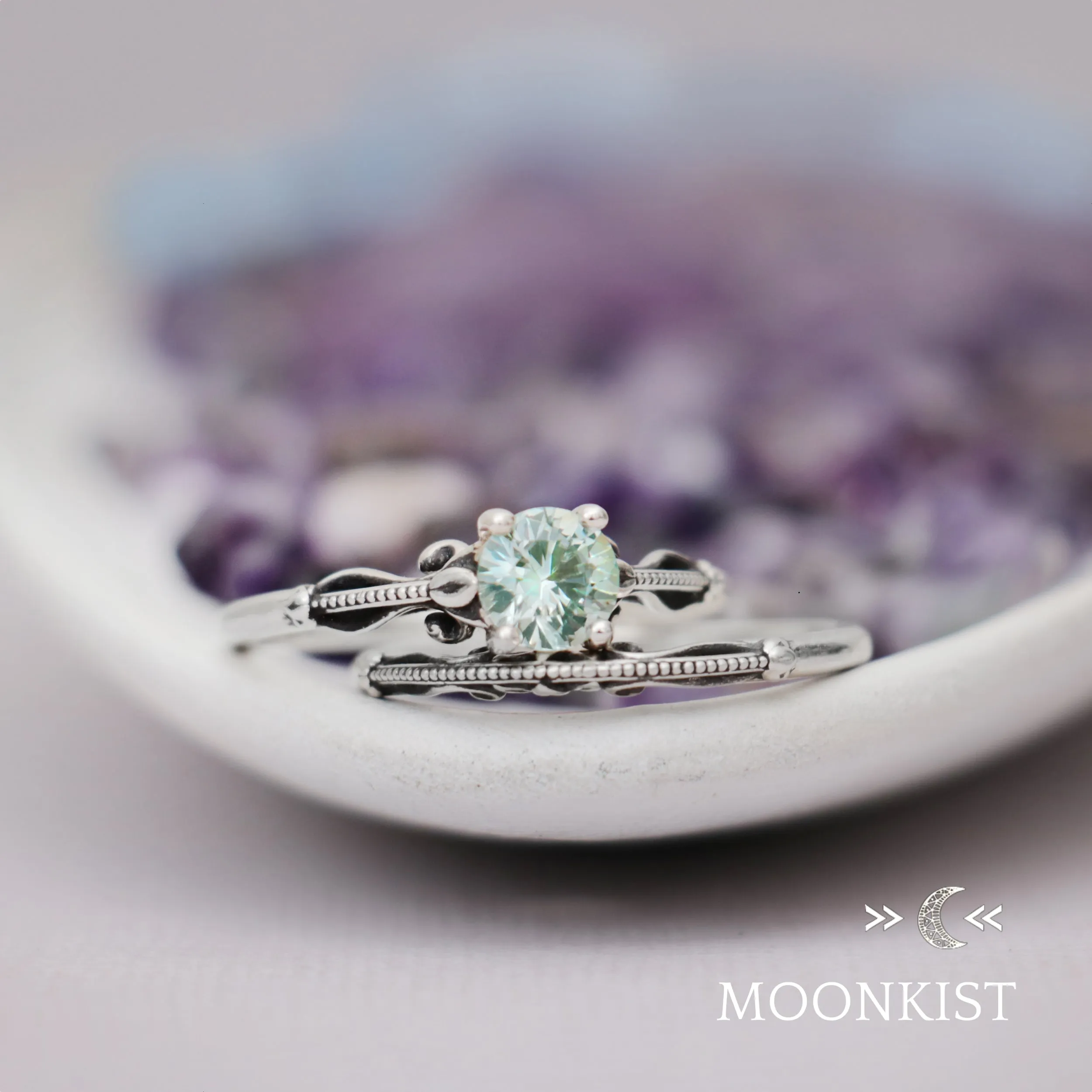 Art Deco Engagement Ring Set | Moonkist Designs