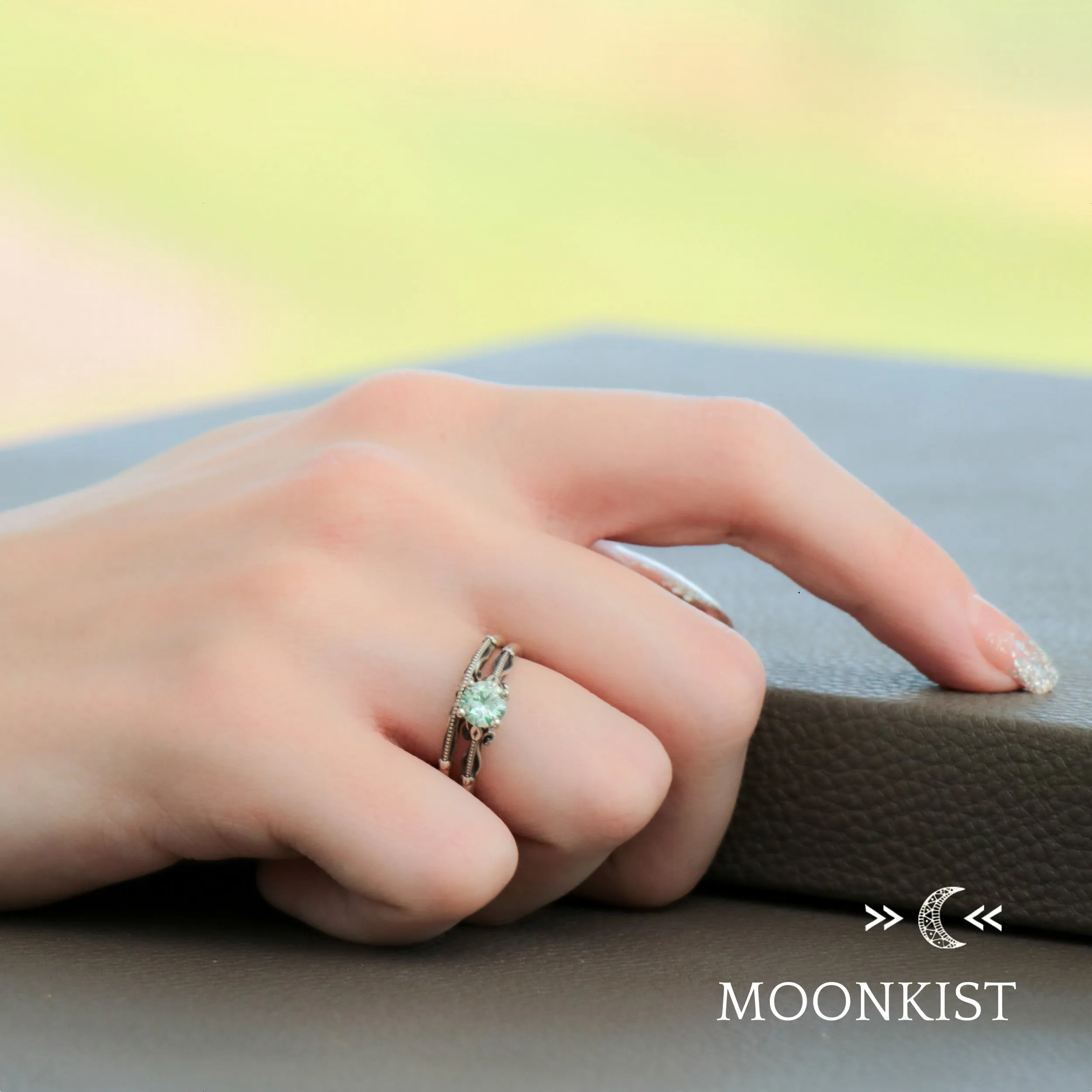 Art Deco Engagement Ring Set | Moonkist Designs