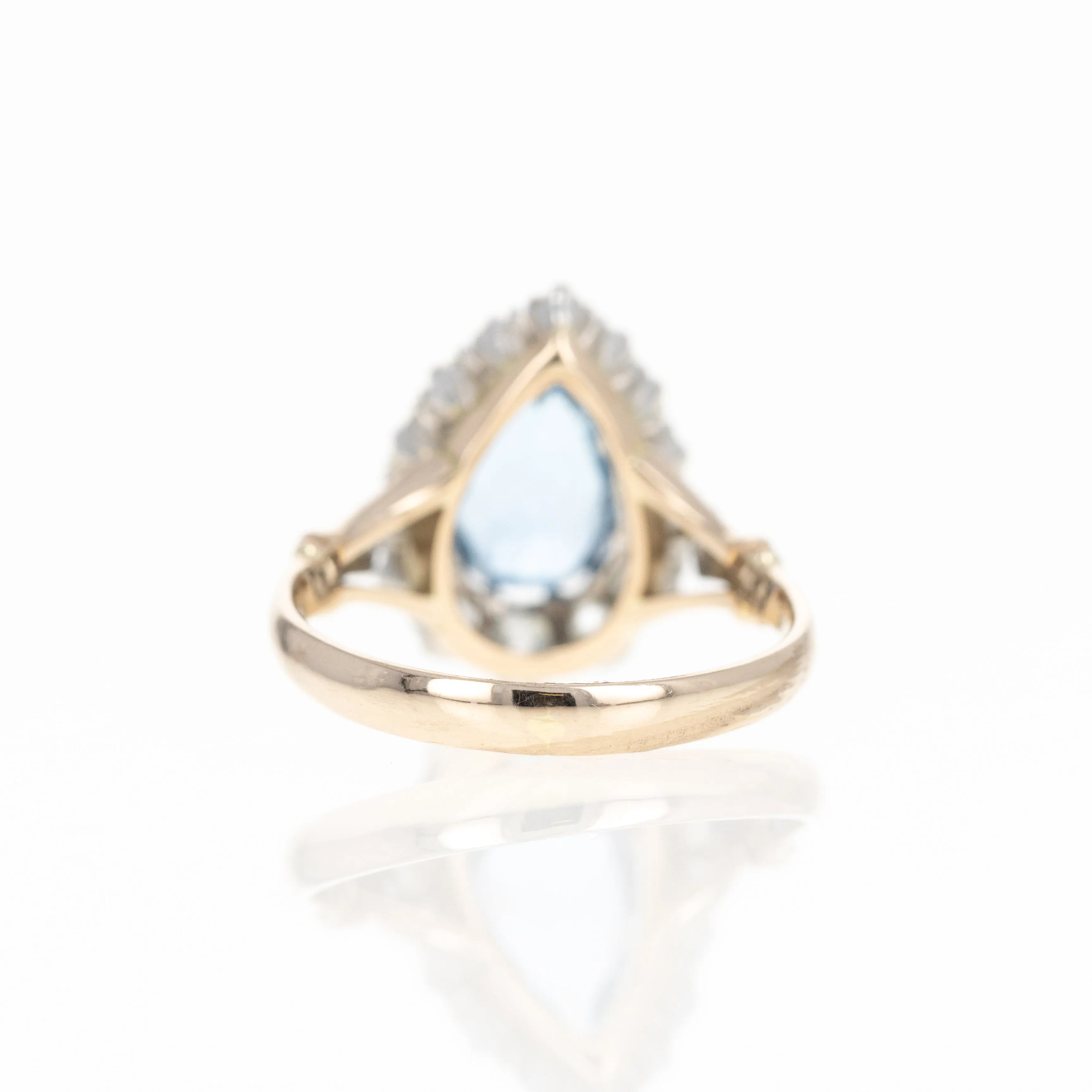 Art Deco Inspired 1.11 Carat Pear Aquamarine Diamond Halo Ring