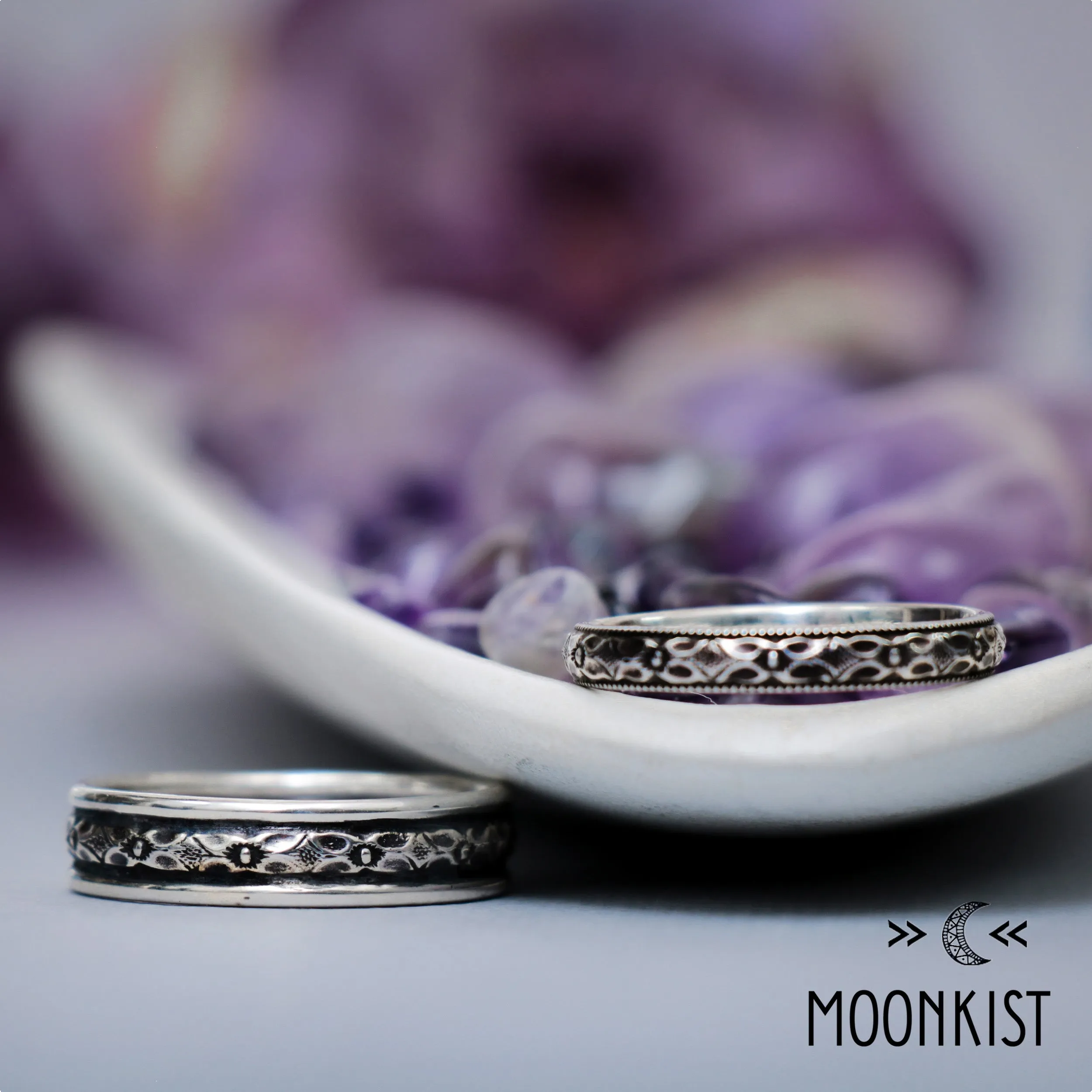 Art Deco Matching Wedding Ring Set | Moonkist Designs