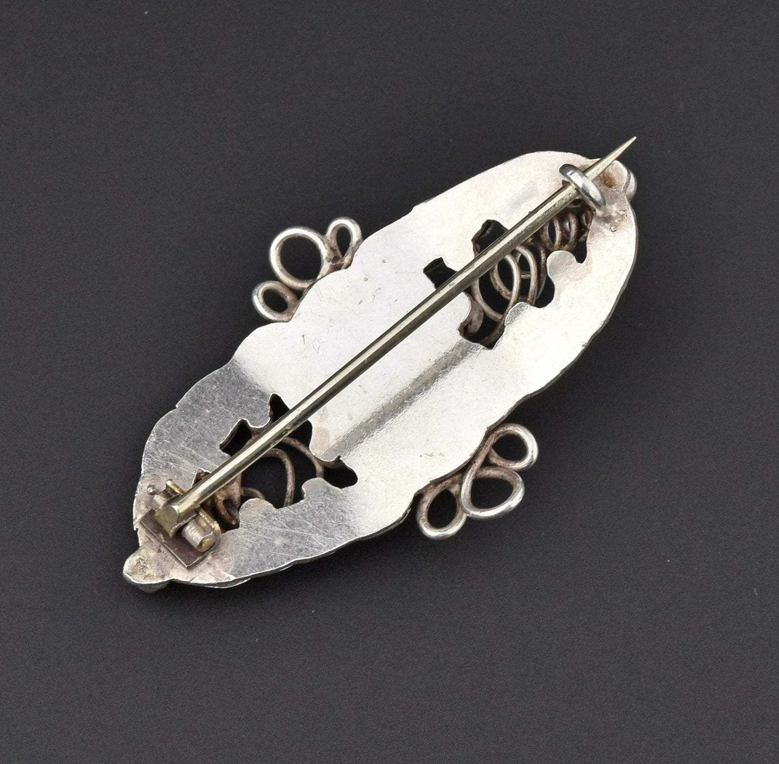 Arts & Crafts Silver Moonstone Brooch