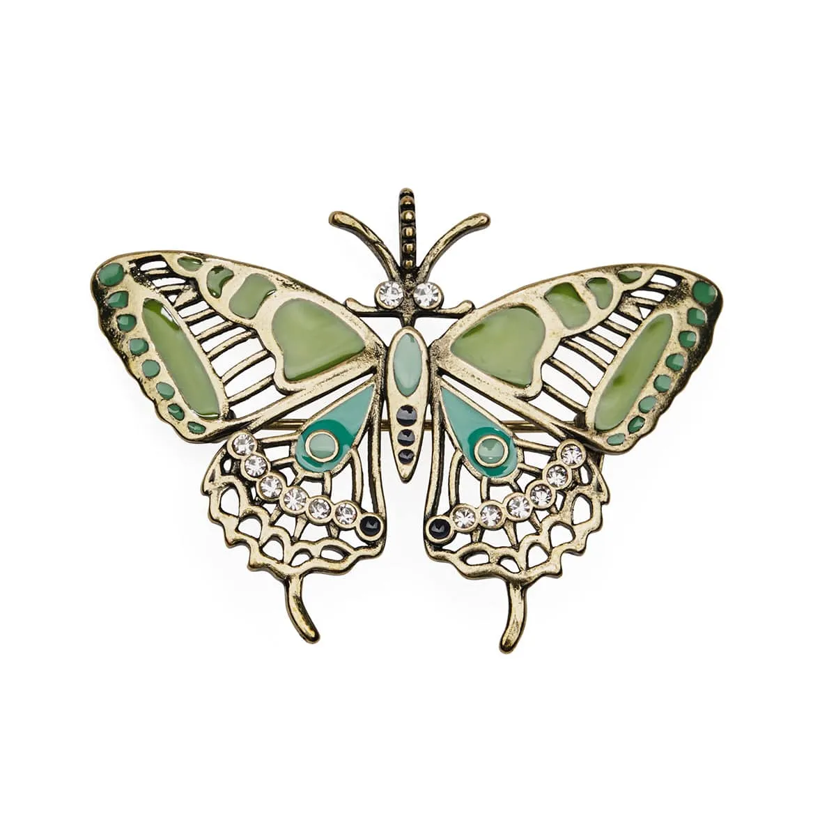 Arts and Crafts Green Enamelled Butterfly brooch