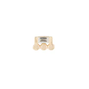 Baguette 3 Dot Stud (Single), Yellow Gold