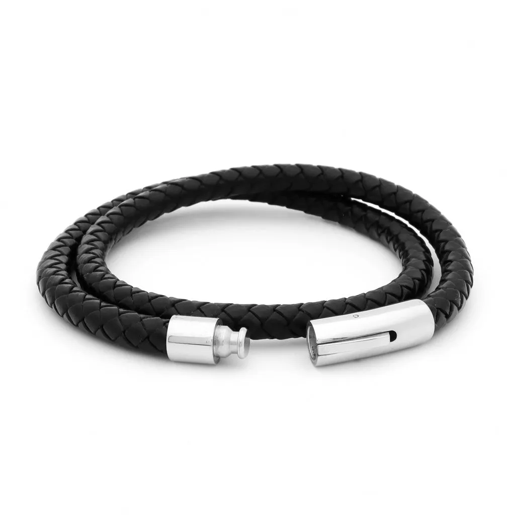 Black Braided Leather Bracelet