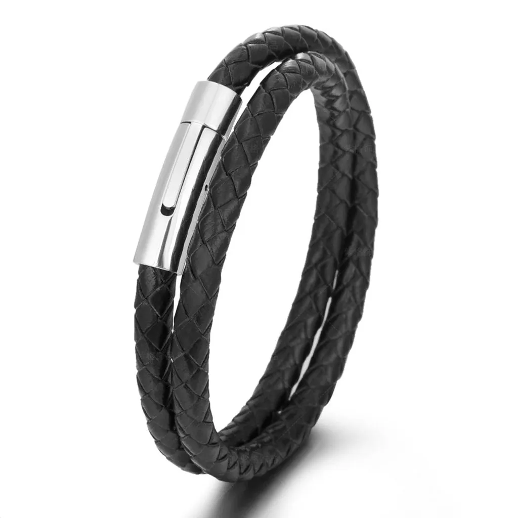 Black Braided Leather Bracelet