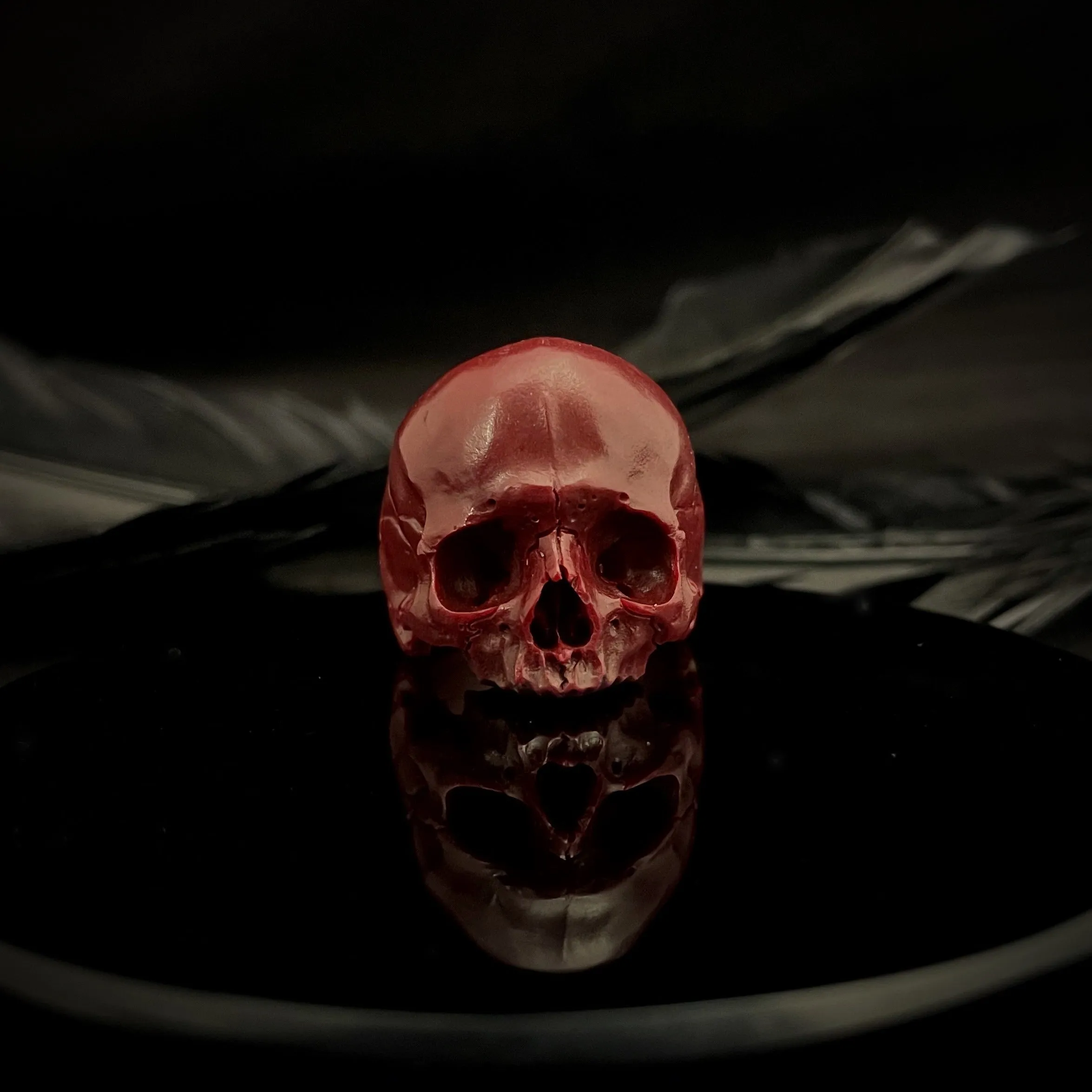 Blood Marble Skull Ring