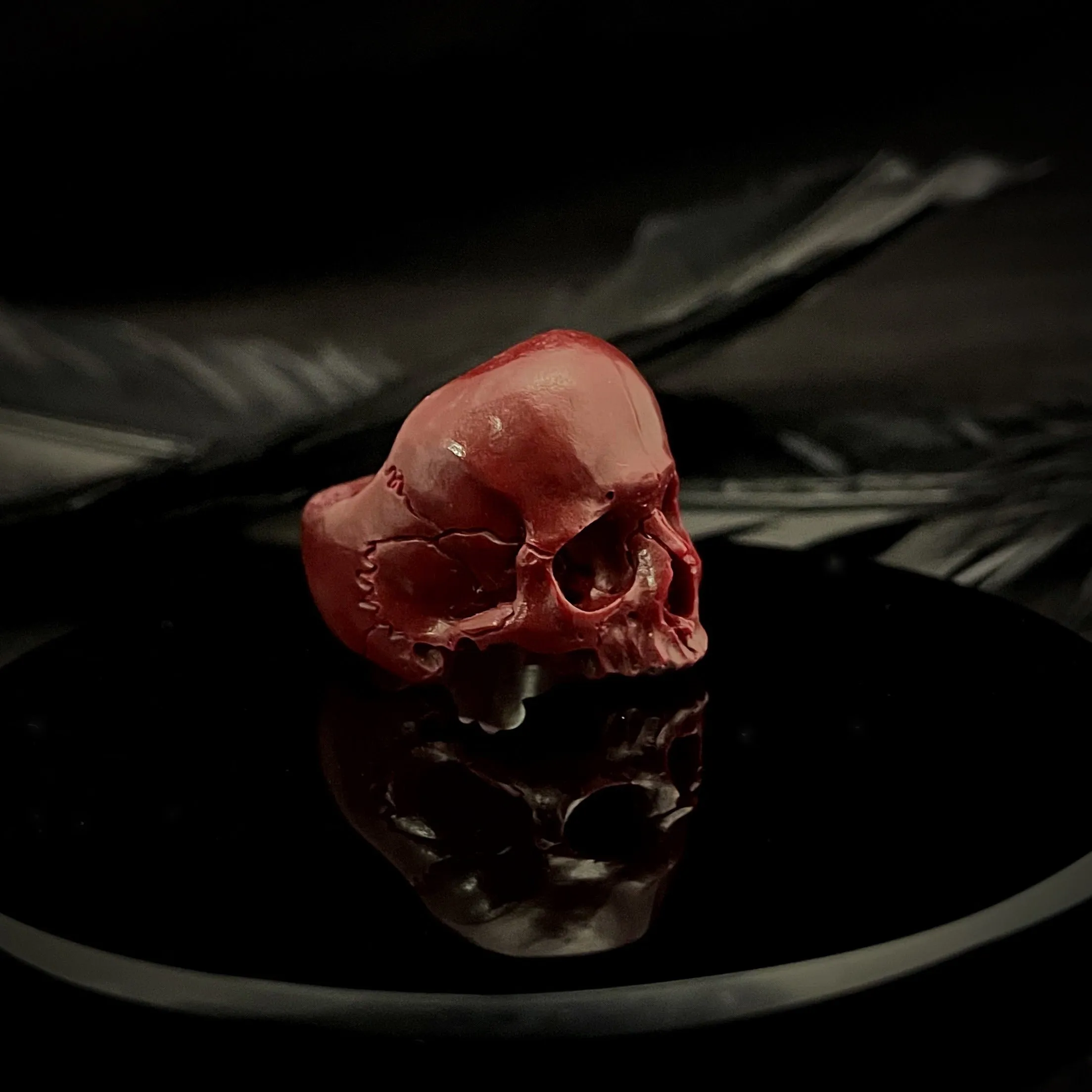 Blood Marble Skull Ring