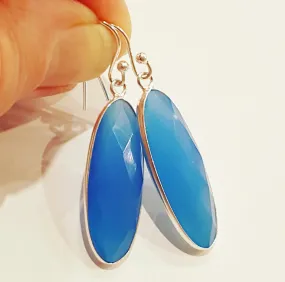 Blue Chalcedony Stone drop earrings