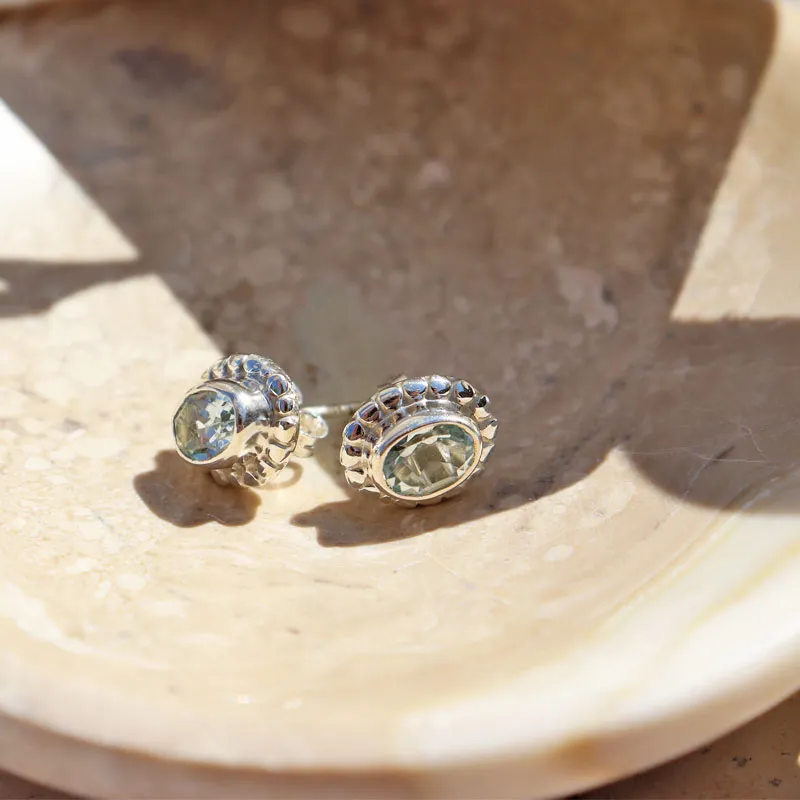 Blue Topaz Boho Stud Earrings