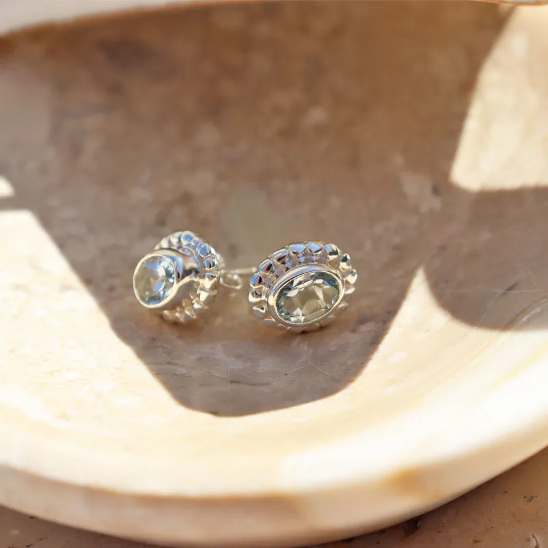 Blue Topaz Boho Stud Earrings