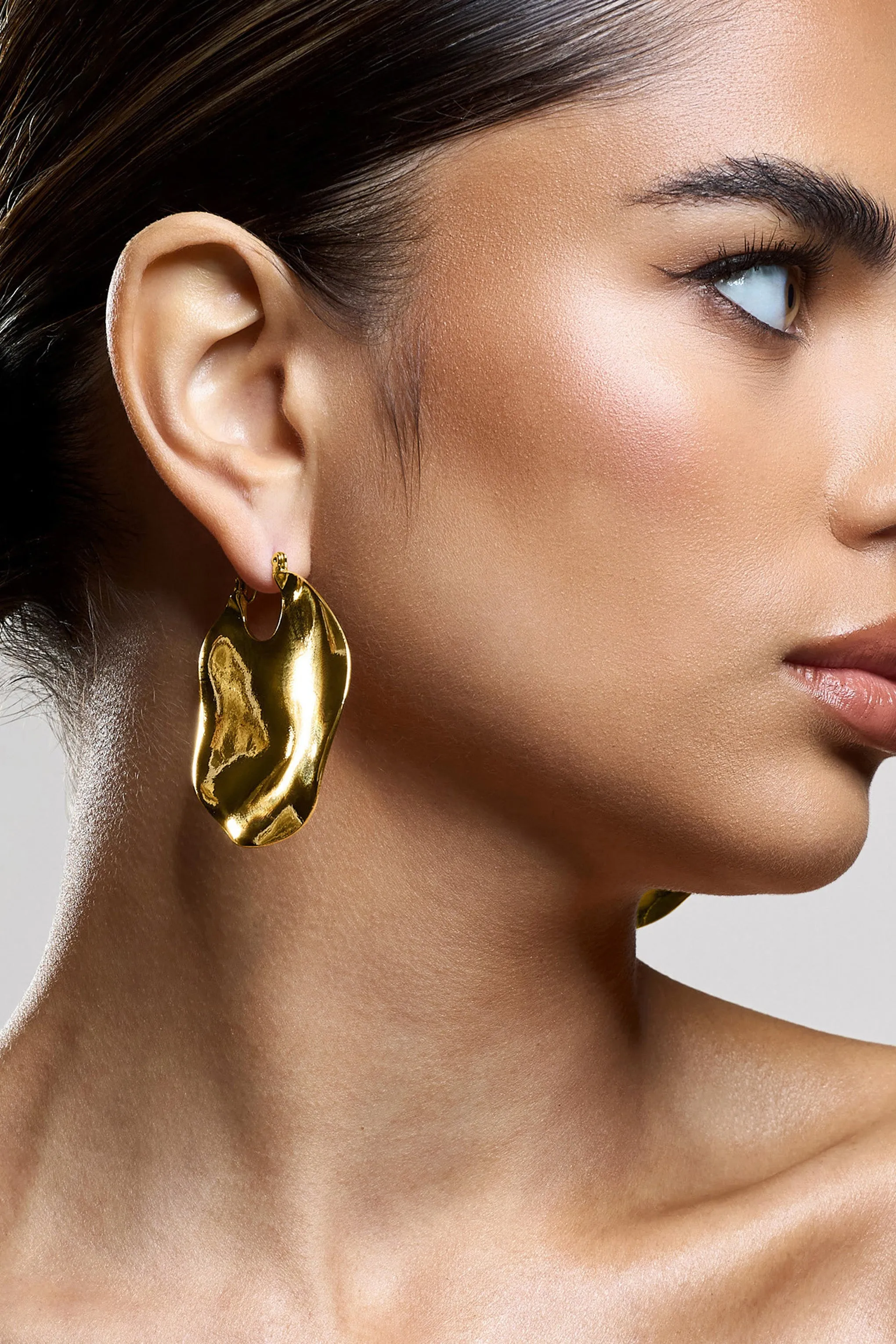 Carmel | Gold Textured Abstract Disc Earrings