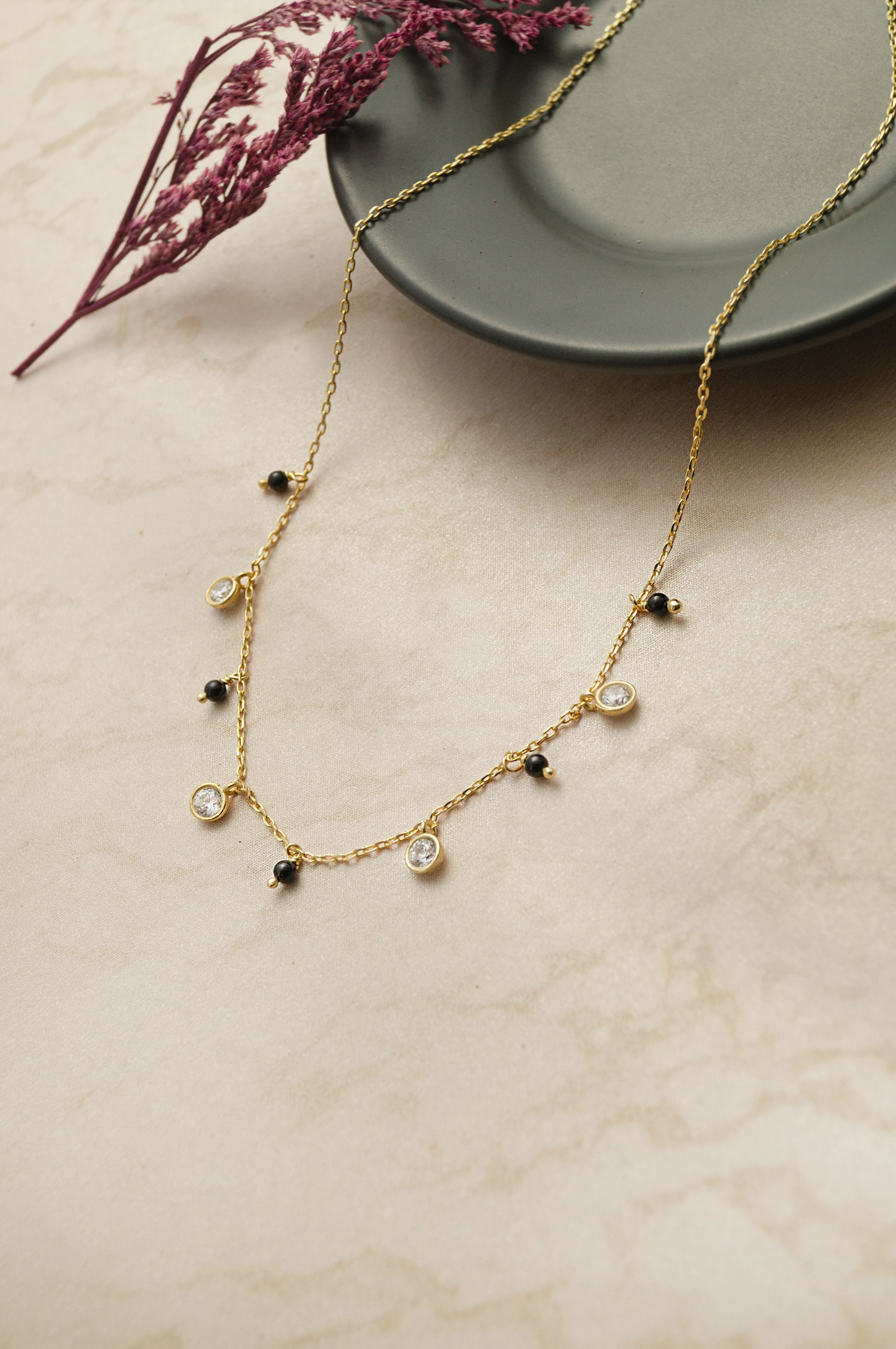 Charming Bling Charms Gold Plated Sterling Silver Mangalsutra Necklace