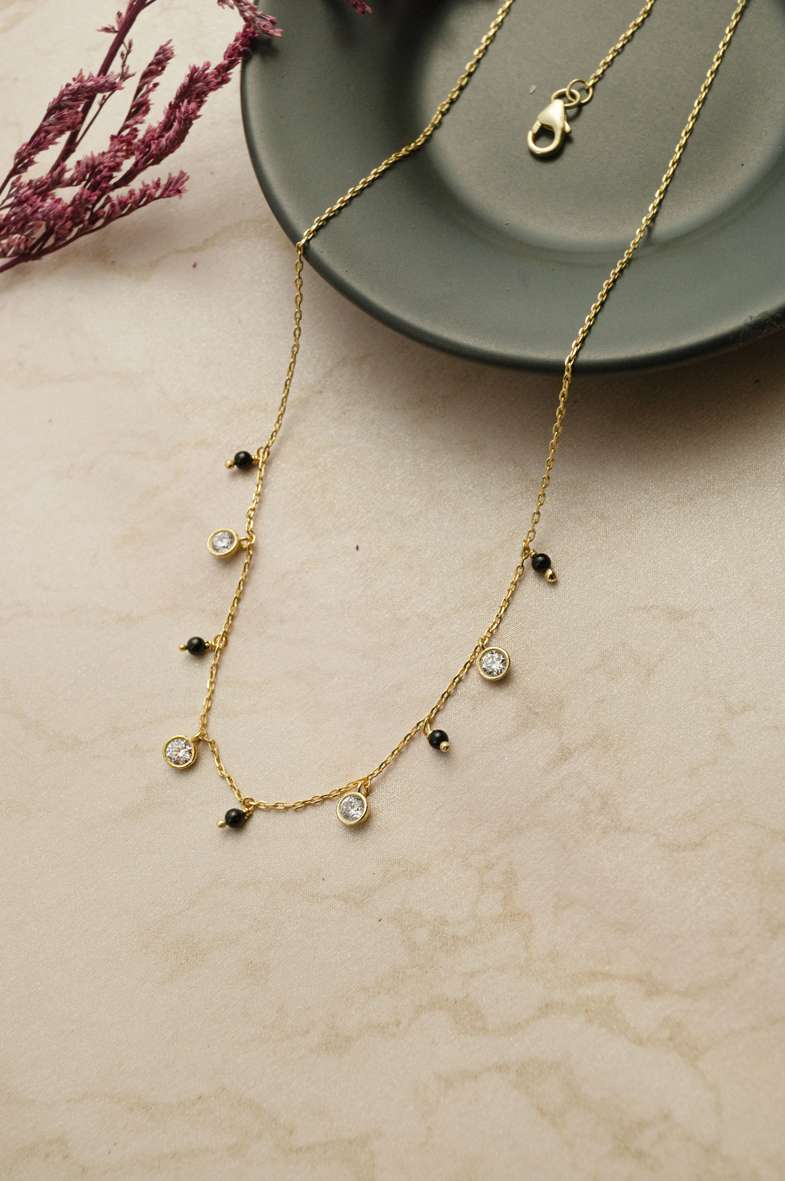 Charming Bling Charms Gold Plated Sterling Silver Mangalsutra Necklace