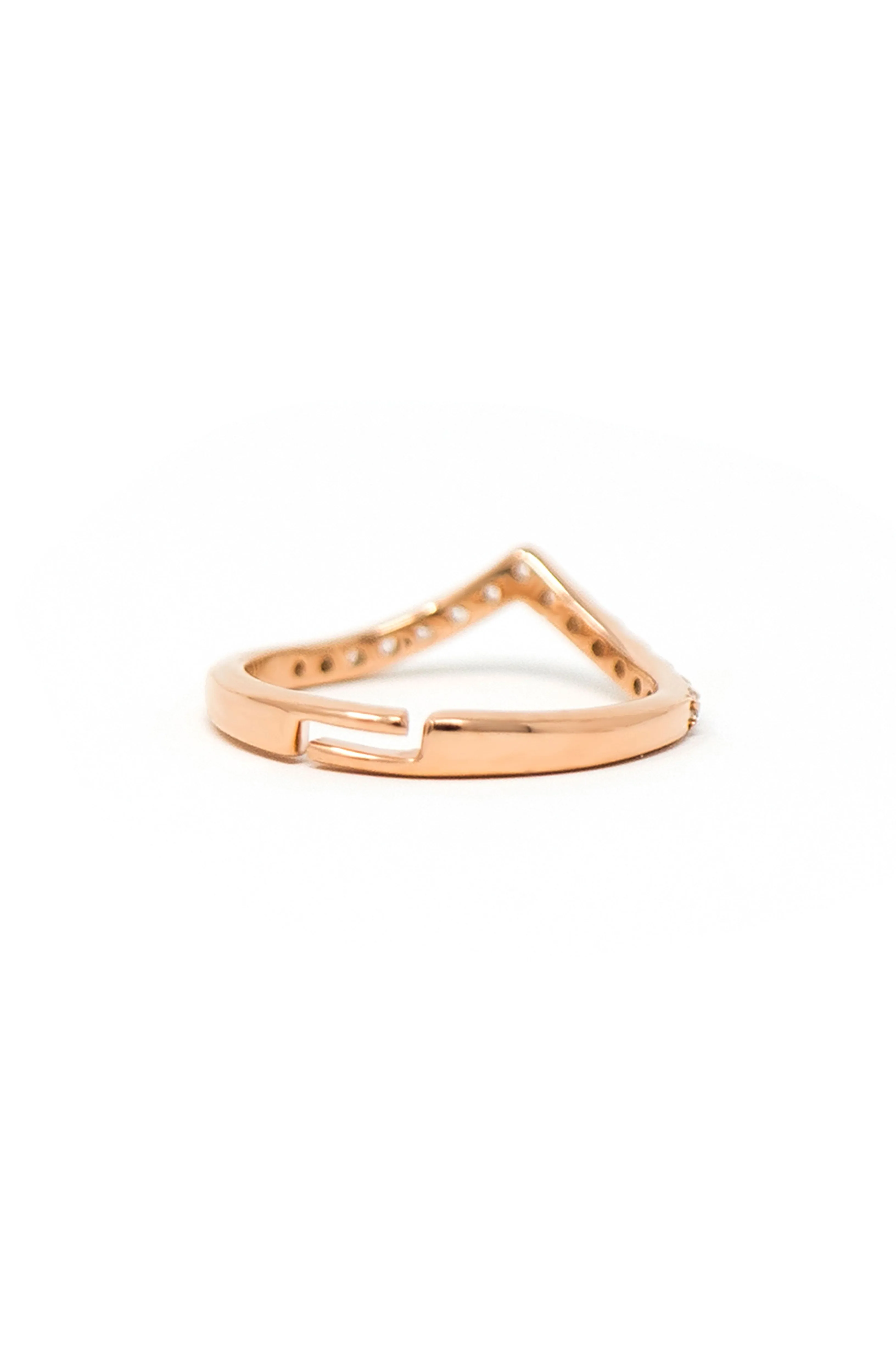 Charming Classic V Rose Gold Plated Sterling Silver Adjustable Ring