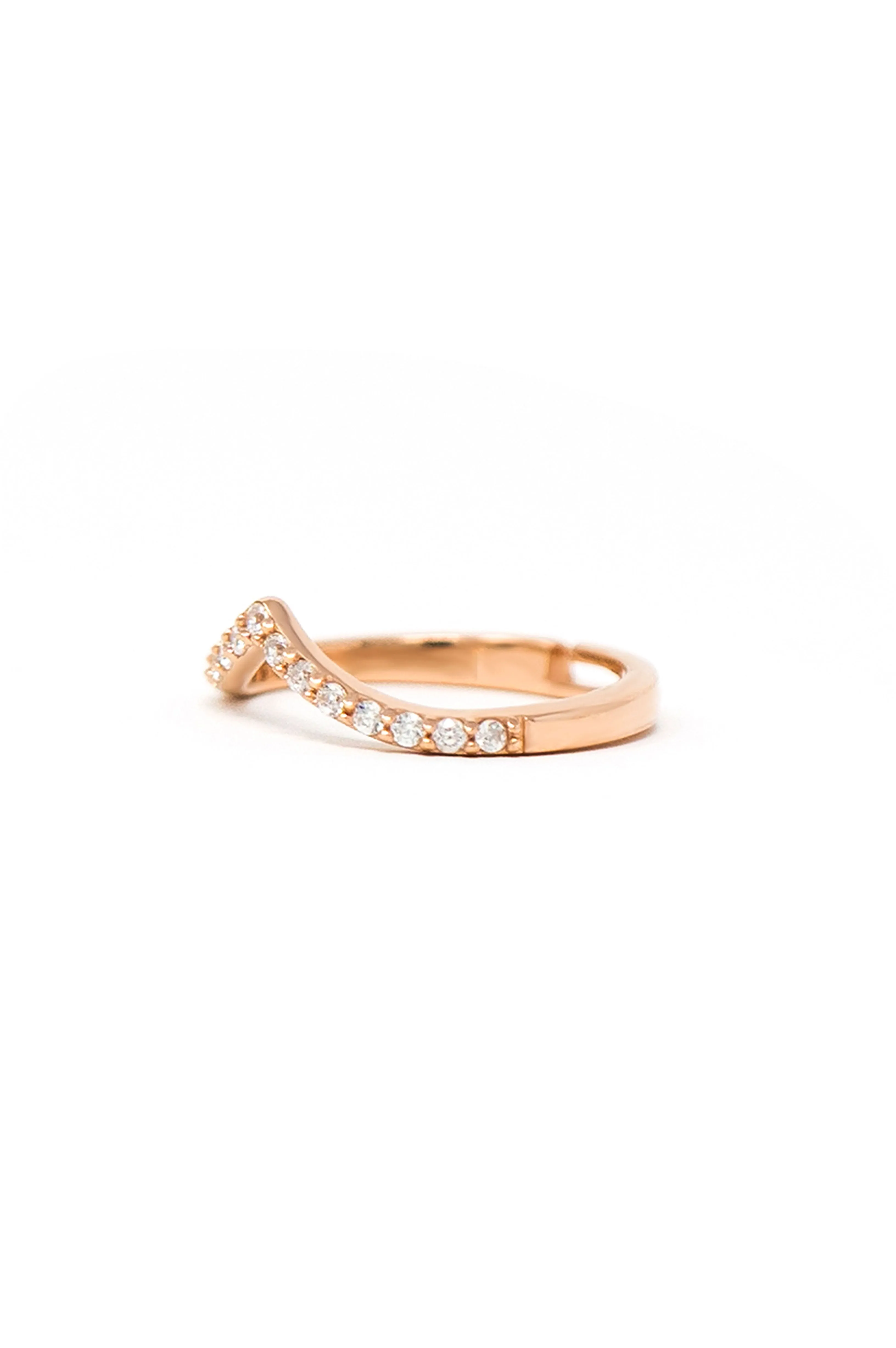 Charming Classic V Rose Gold Plated Sterling Silver Adjustable Ring