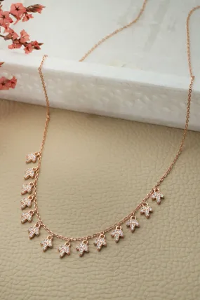 Charming Leaves Rose Gold Plated Sterling Silver Charm Necklace