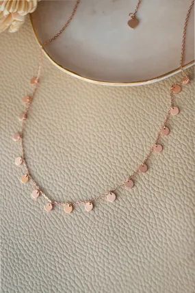 Charming Tiny Circles Rose Gold Plated Sterling Silver Chain Necklace