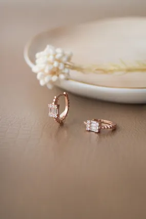 Cherished Cluster Rose Gold Plated Sterling Silver Hoop Earrings