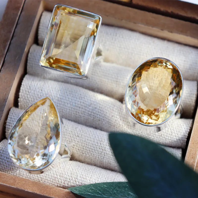 Citrine Oval Chunky Gemstone Ring