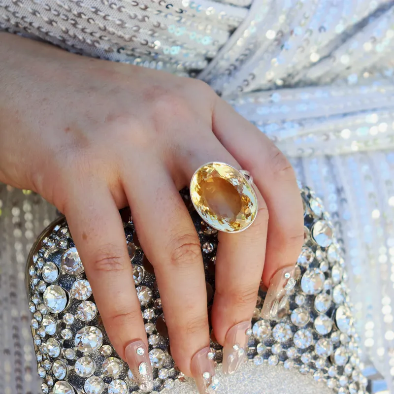 Citrine Oval Chunky Gemstone Ring