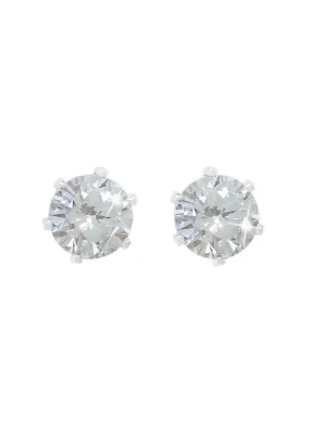 Clear Stone Silver Stud Earrings - 6mm