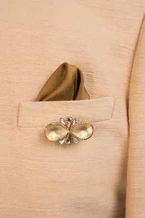 Contemporary peach Crystal Stone Brooch