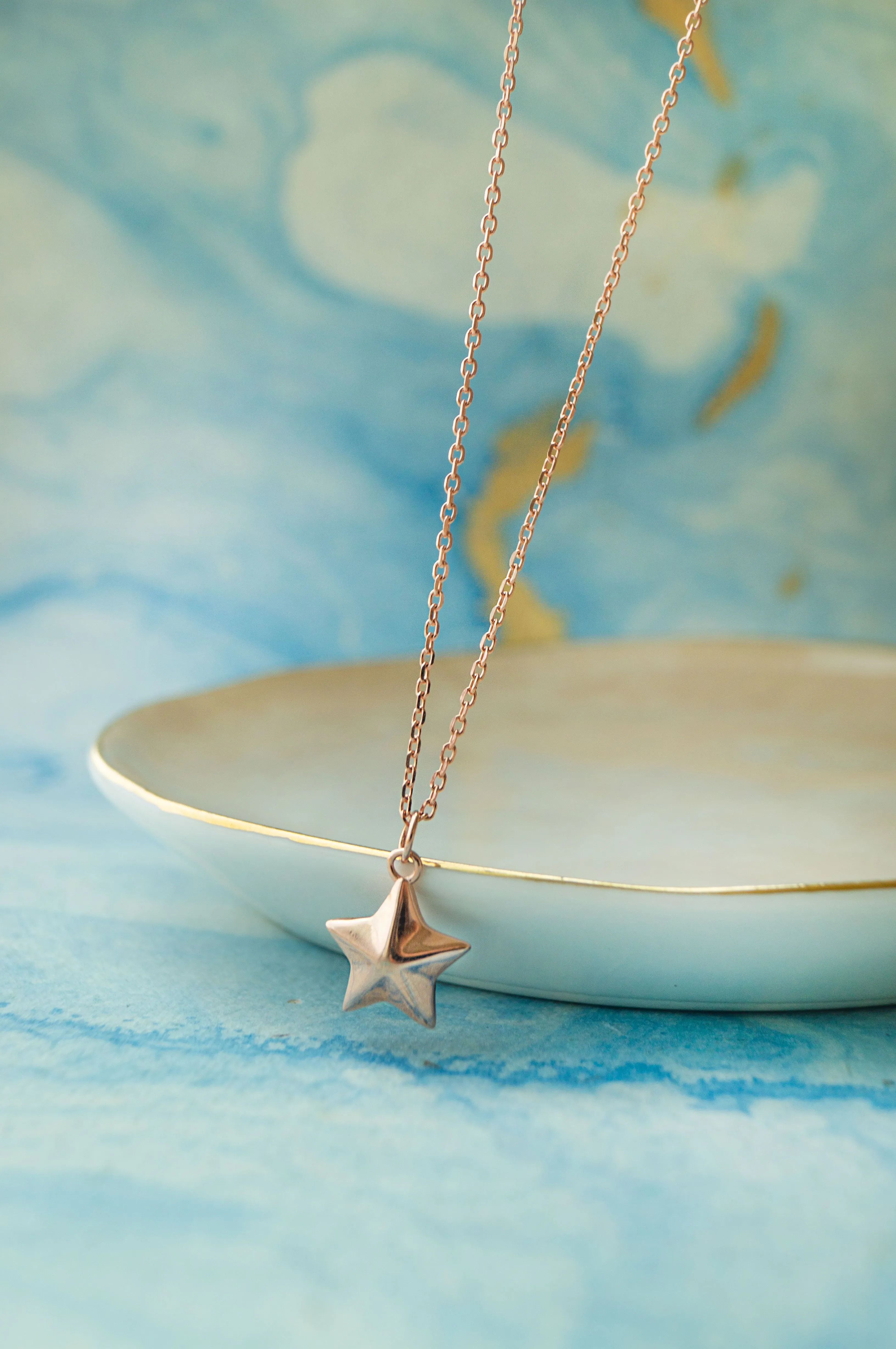 Cool Star Rose Gold Plated Sterling Silver Chain Necklace