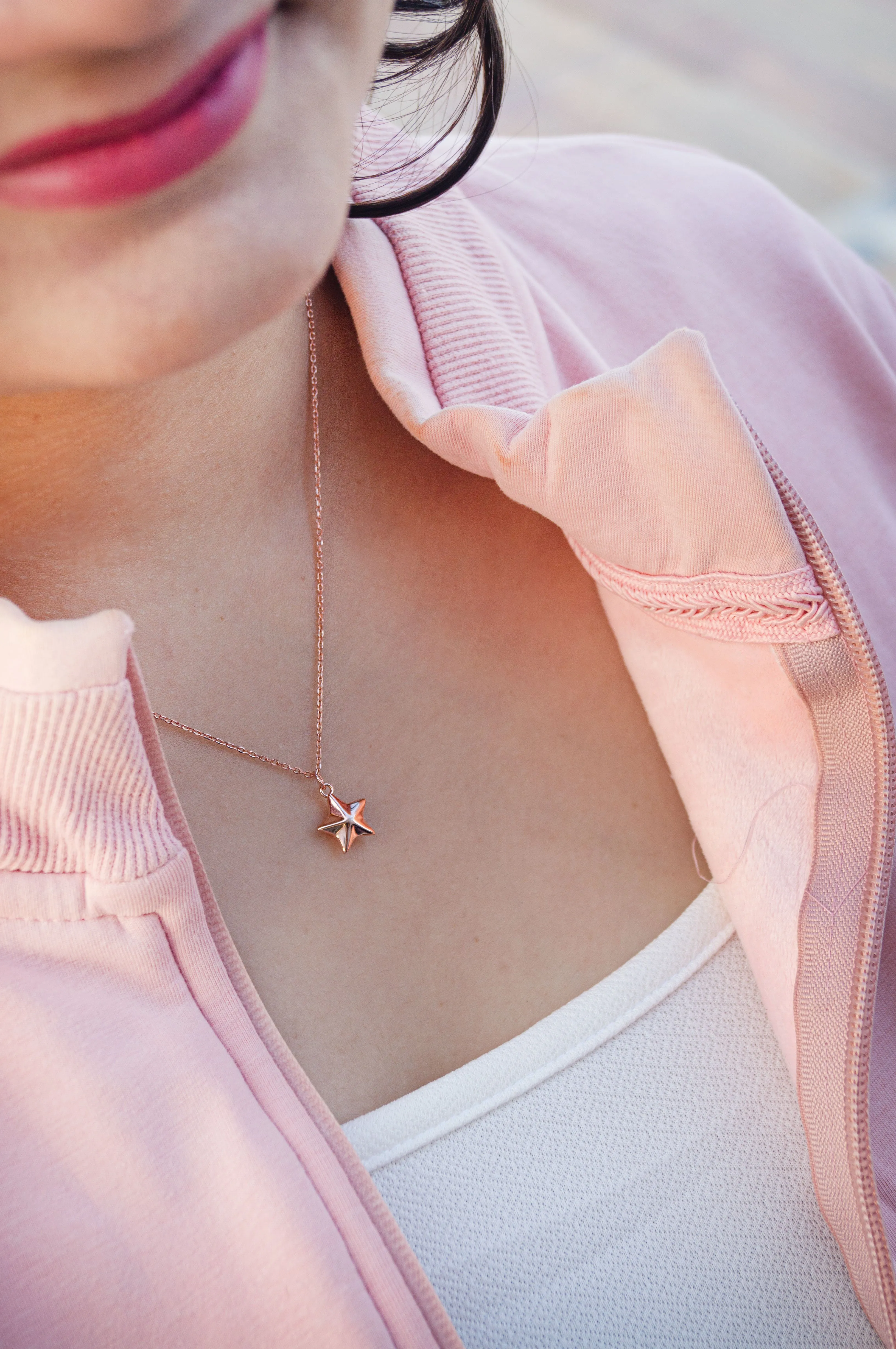 Cool Star Rose Gold Plated Sterling Silver Chain Necklace